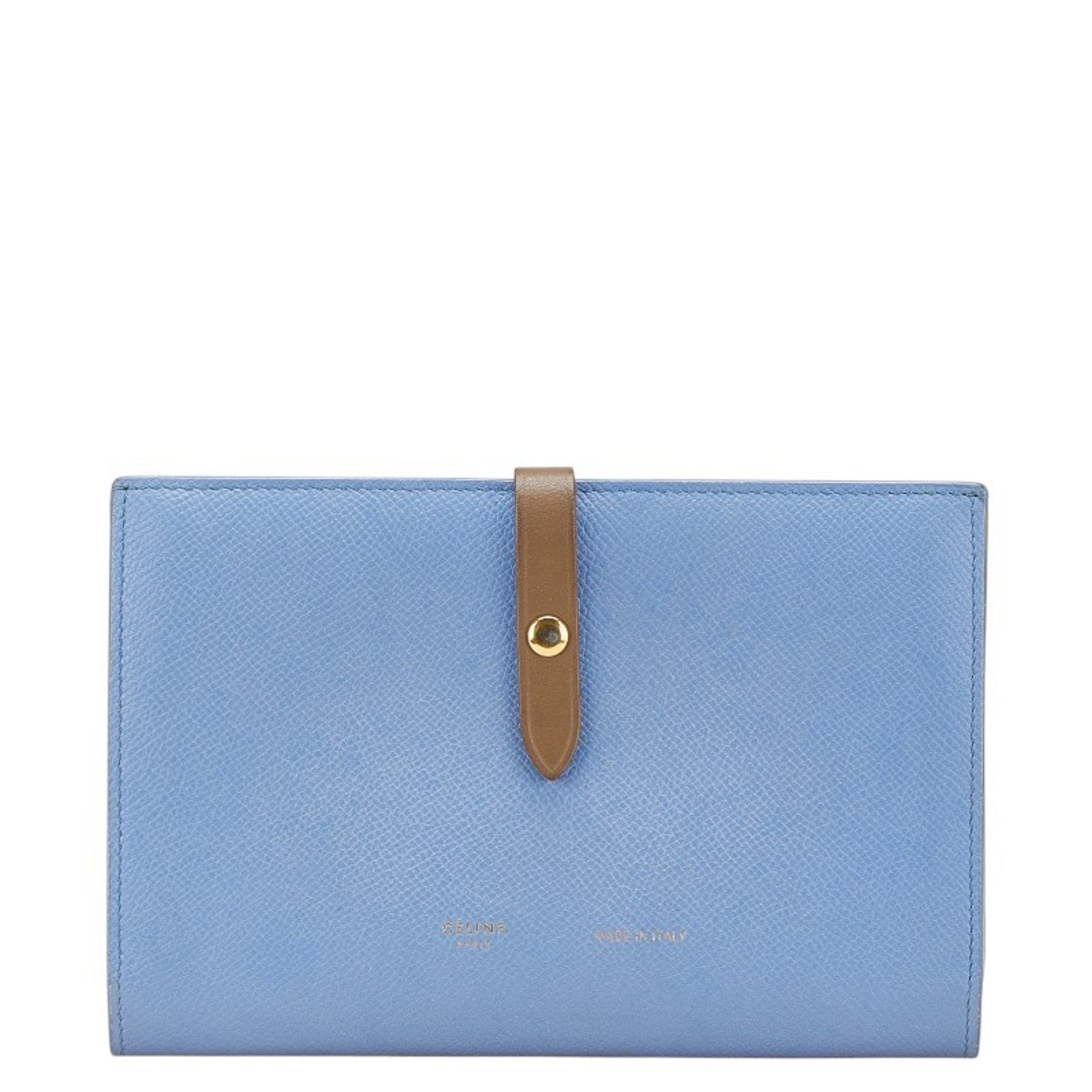 Celine Large Multi-Function Long Wallet in Blue and Greige Leather