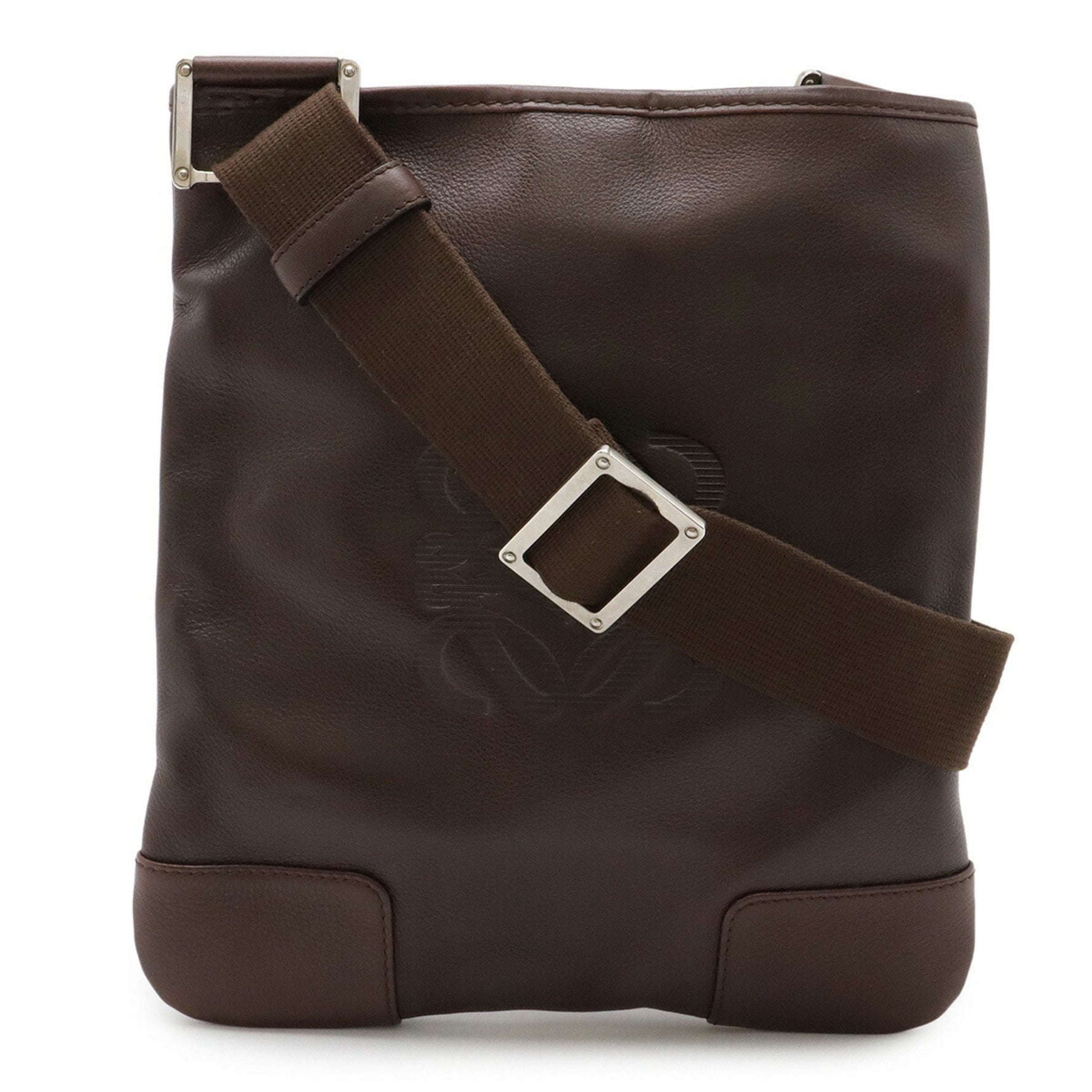 LOEWE Anagram Shoulder Bag Leather Dark Brown