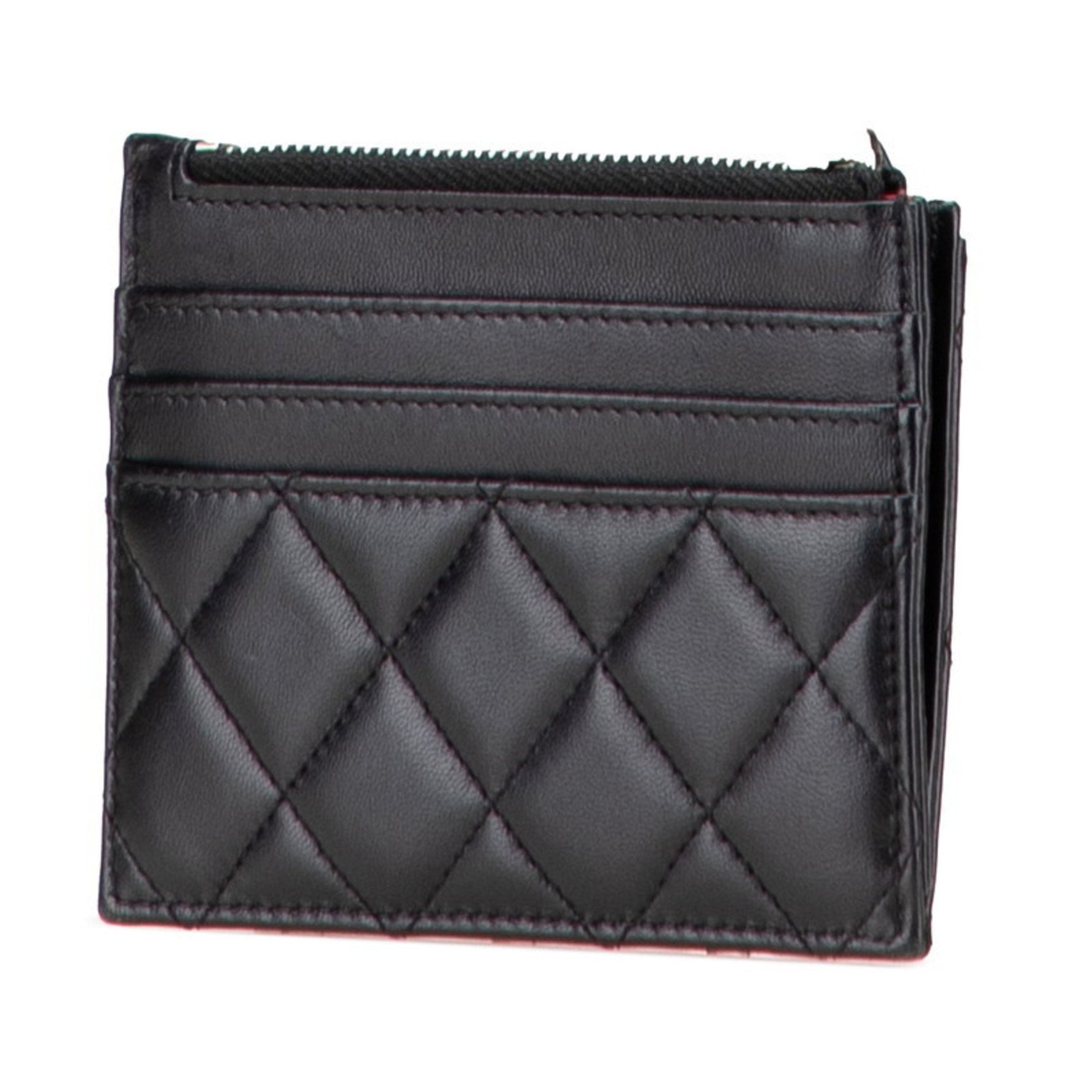 CHANEL Matelasse Coco Mark Silver Hardware Wallet/Coin Case/Business Card Case/Card Case Fragment Lambskin