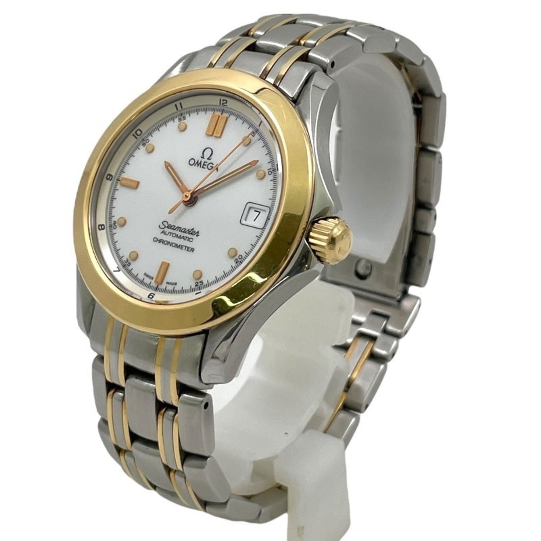OMEGA Seamaster Chronometer 2301.20 Automatic Watch, Stainless Steel, Yellow Gold, Date Display, White Dial