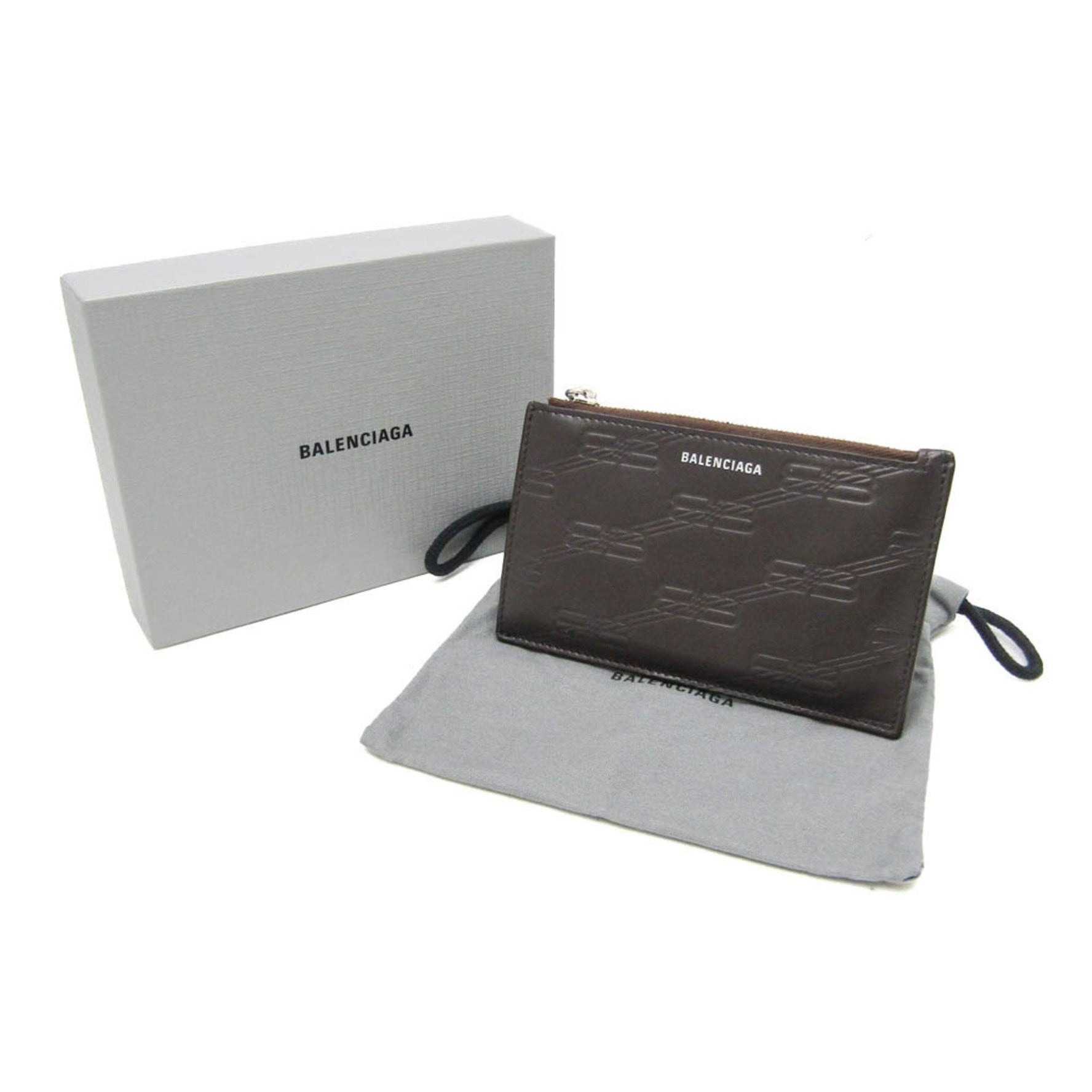 Balenciaga Fragment Case Coin Case Leather Card Case Dark Brown