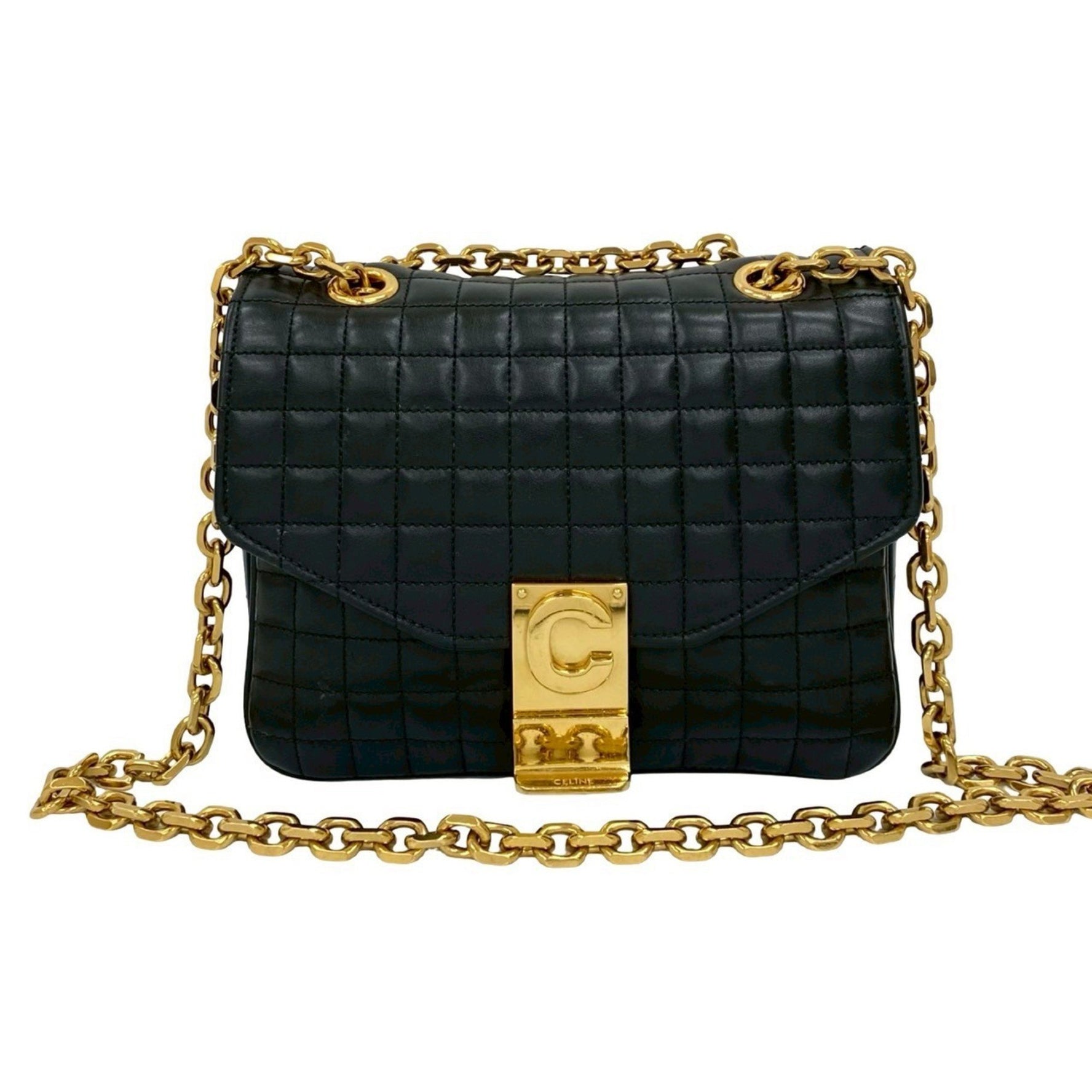 CELINE C Small Quilted Leather Chain Shoulder Bag/Semi-Shoulder Bag