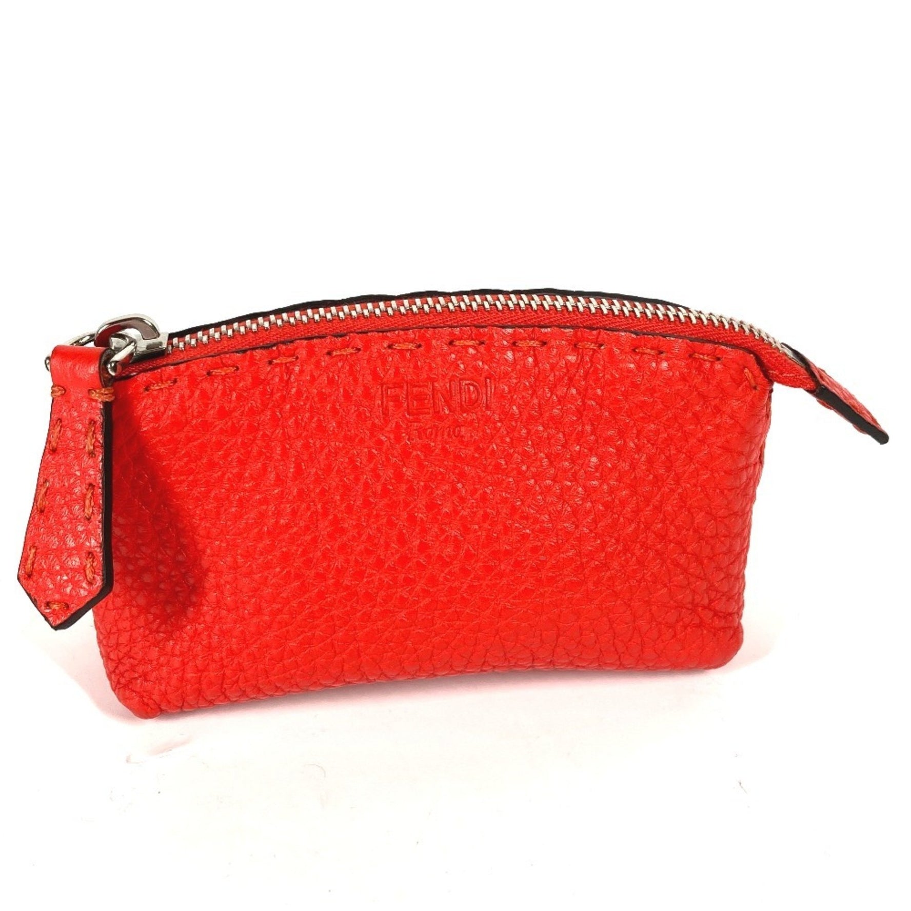 FENDI Selleria Mini Pouch, Coin Purse, Wallet, Leather, Red