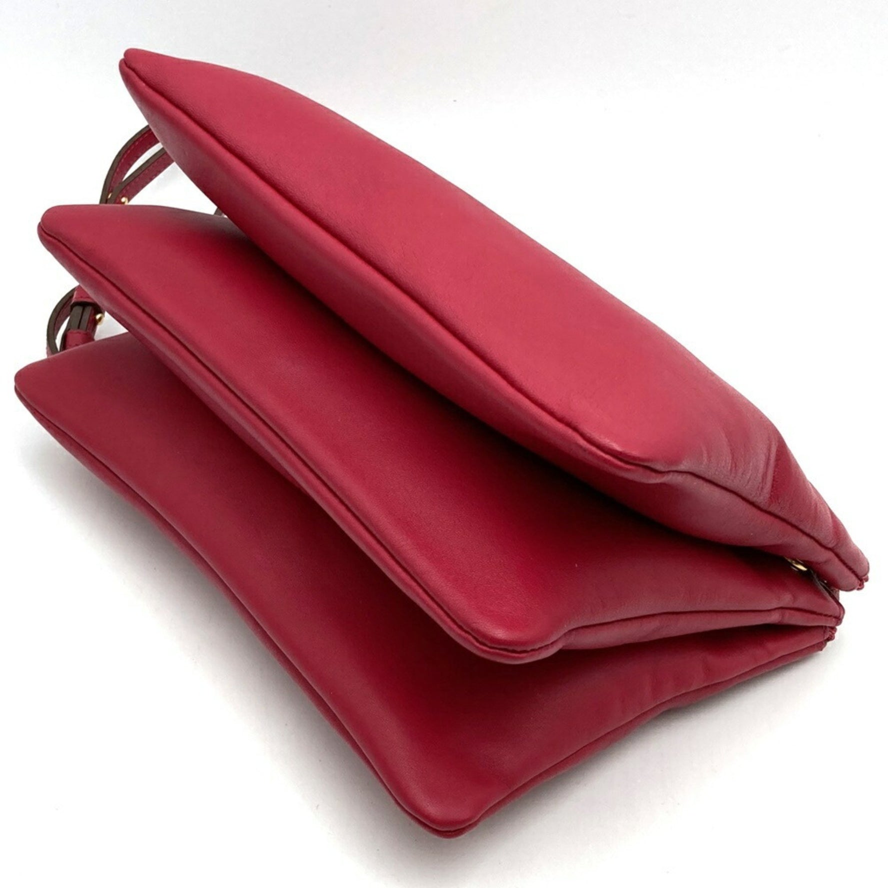 CELINE Trio Shoulder Bag 0154 Dark Red Leather
