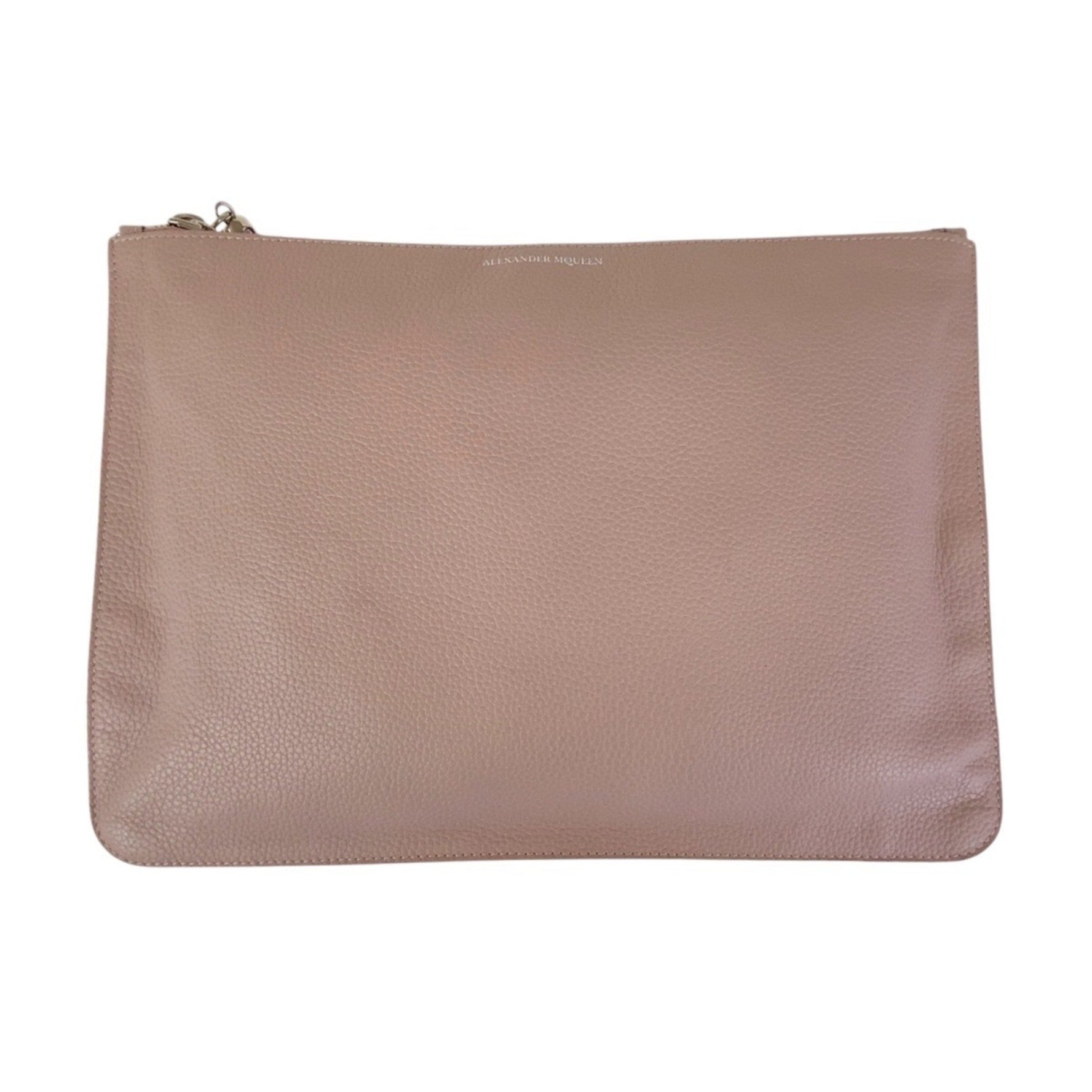 Alexander McQueen Pink Silver Hardware Leather Clutch Bag Second Women's