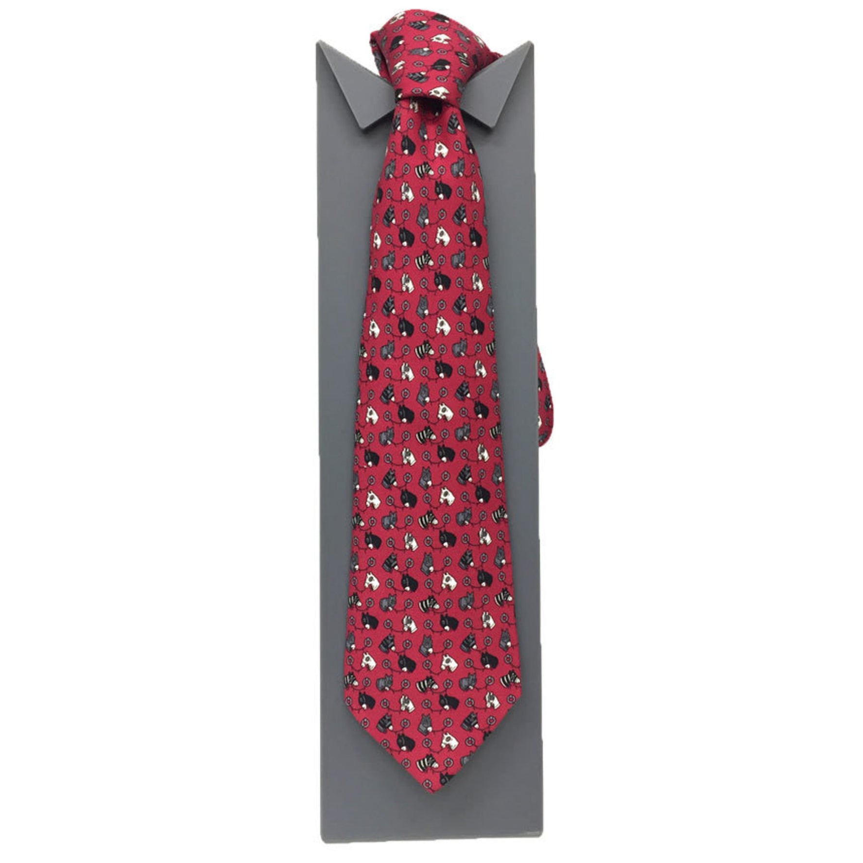 Hermes HERMES Tie Silk Twill Horse Bordeaux Men's