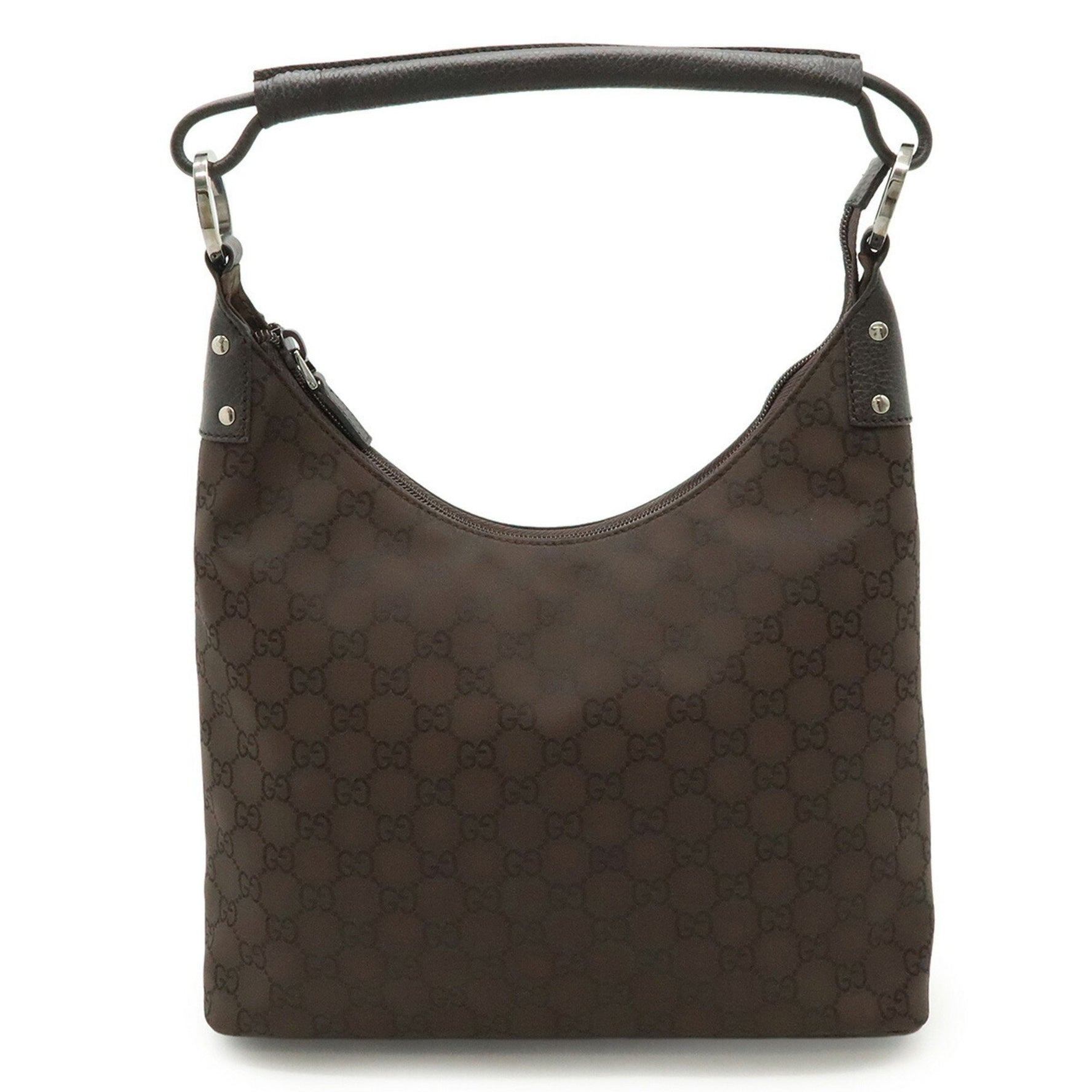 GUCCI GG nylon shoulder bag dark brown