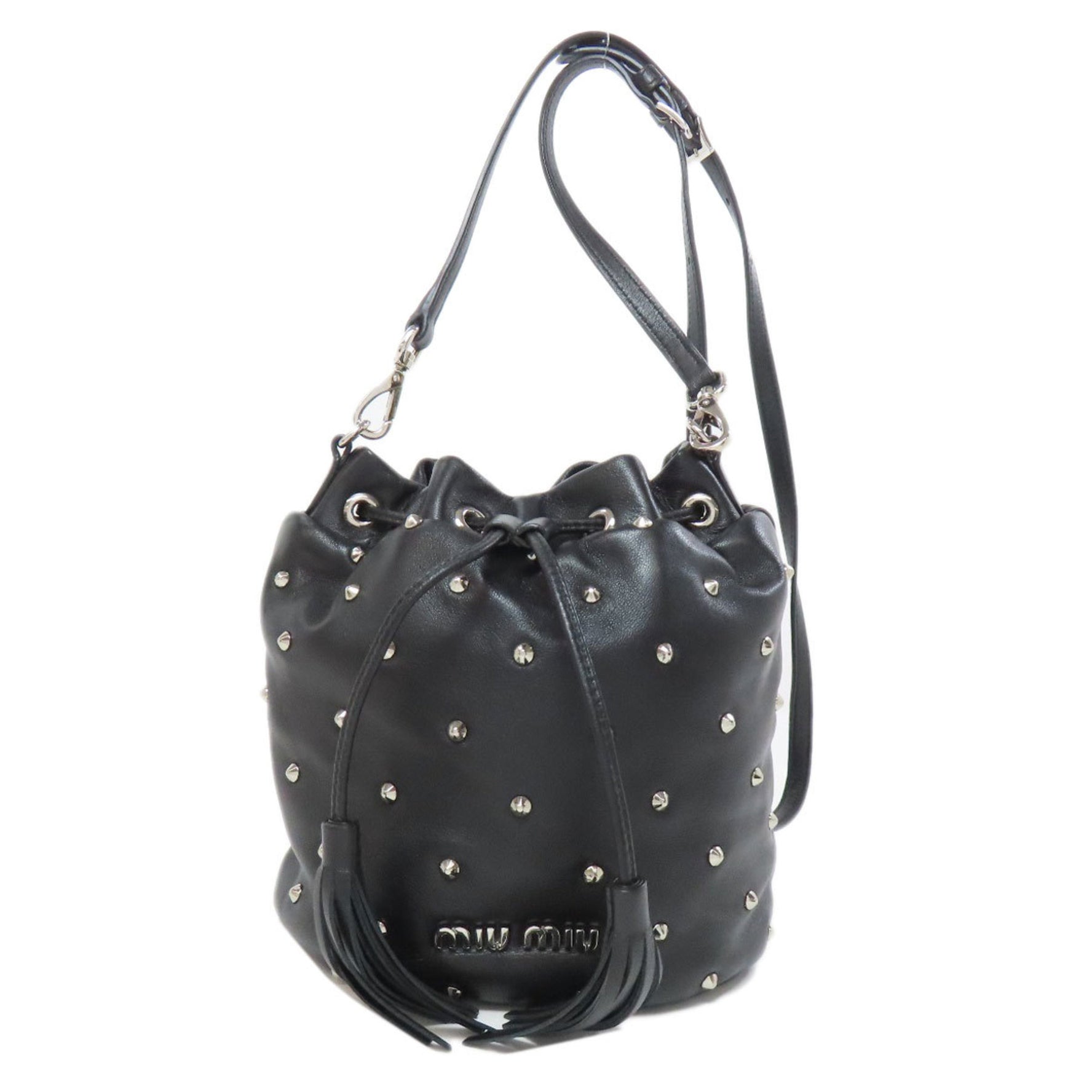 Miu Miu Miu Studded Shoulder Bag Leather MIUMIU