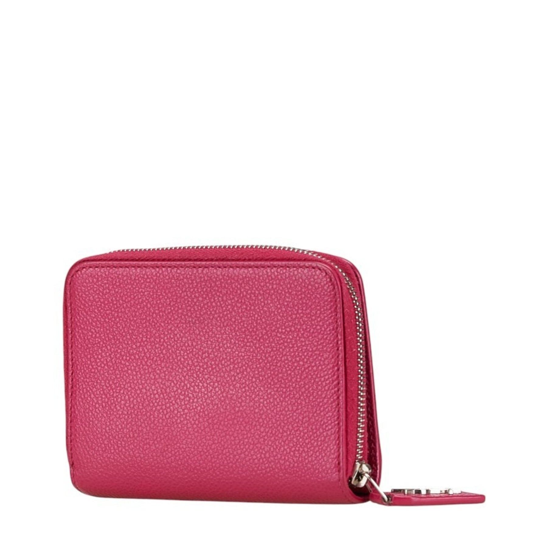 Saint Laurent YSL Round Bi-fold Wallet Pink Leather Women's SAINT LAURENT