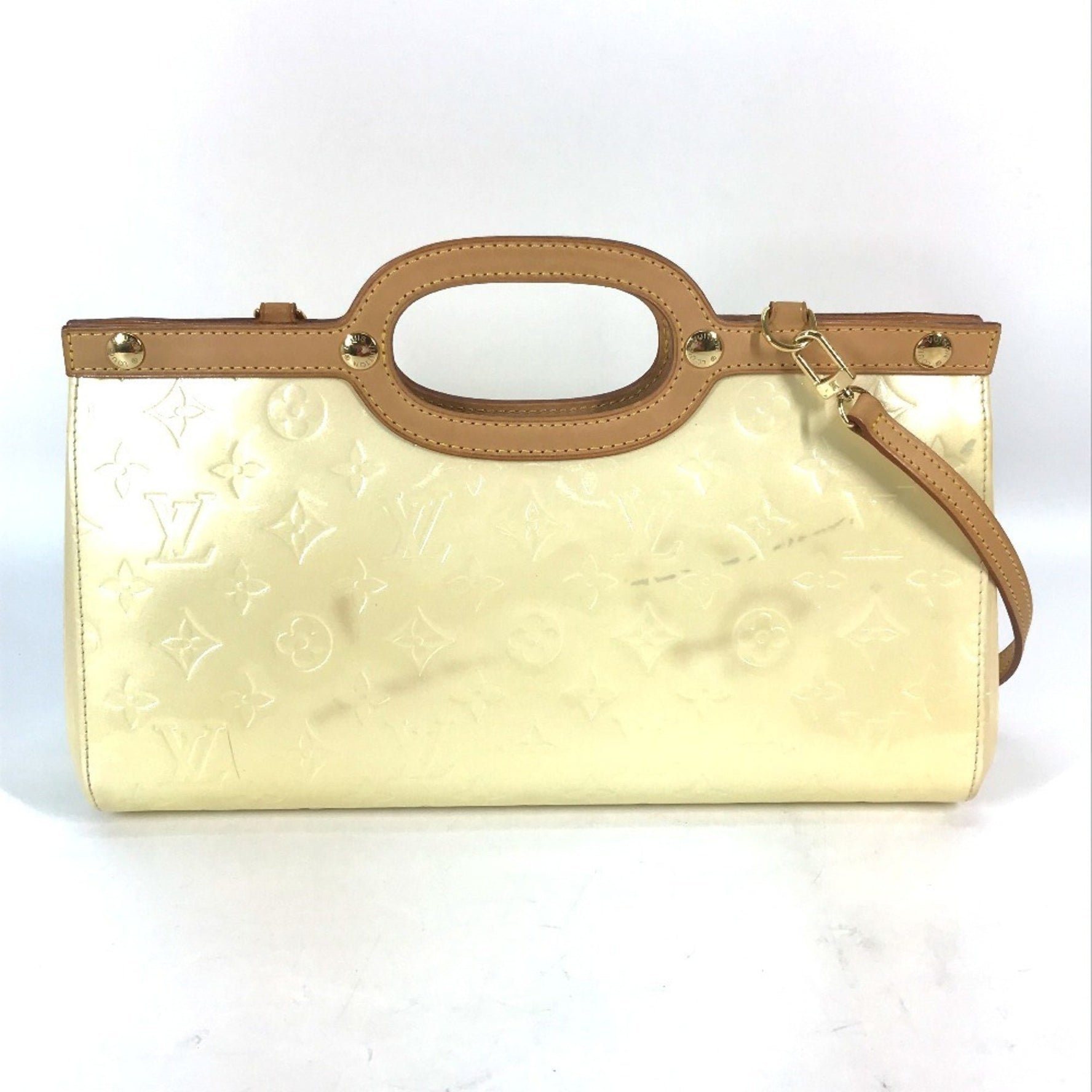LOUIS VUITTON M91374 Monogram Vernis Roxbury Drive Handbag/Shoulder Bag, Canvas, Women's, Perle White