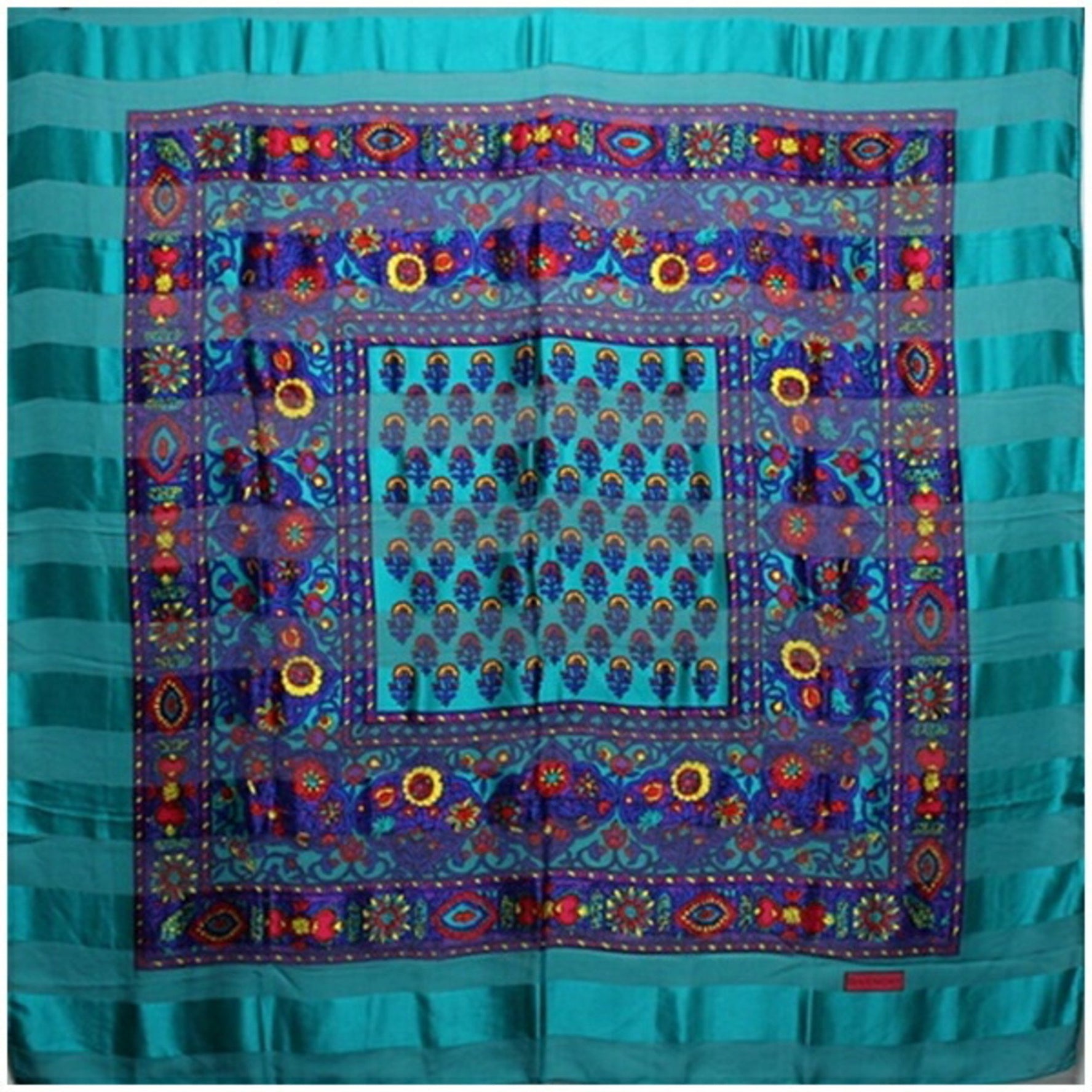 Givenchy Silk Large Stole Scarf Muffler Green x Multicolor GIVENCHY Women's