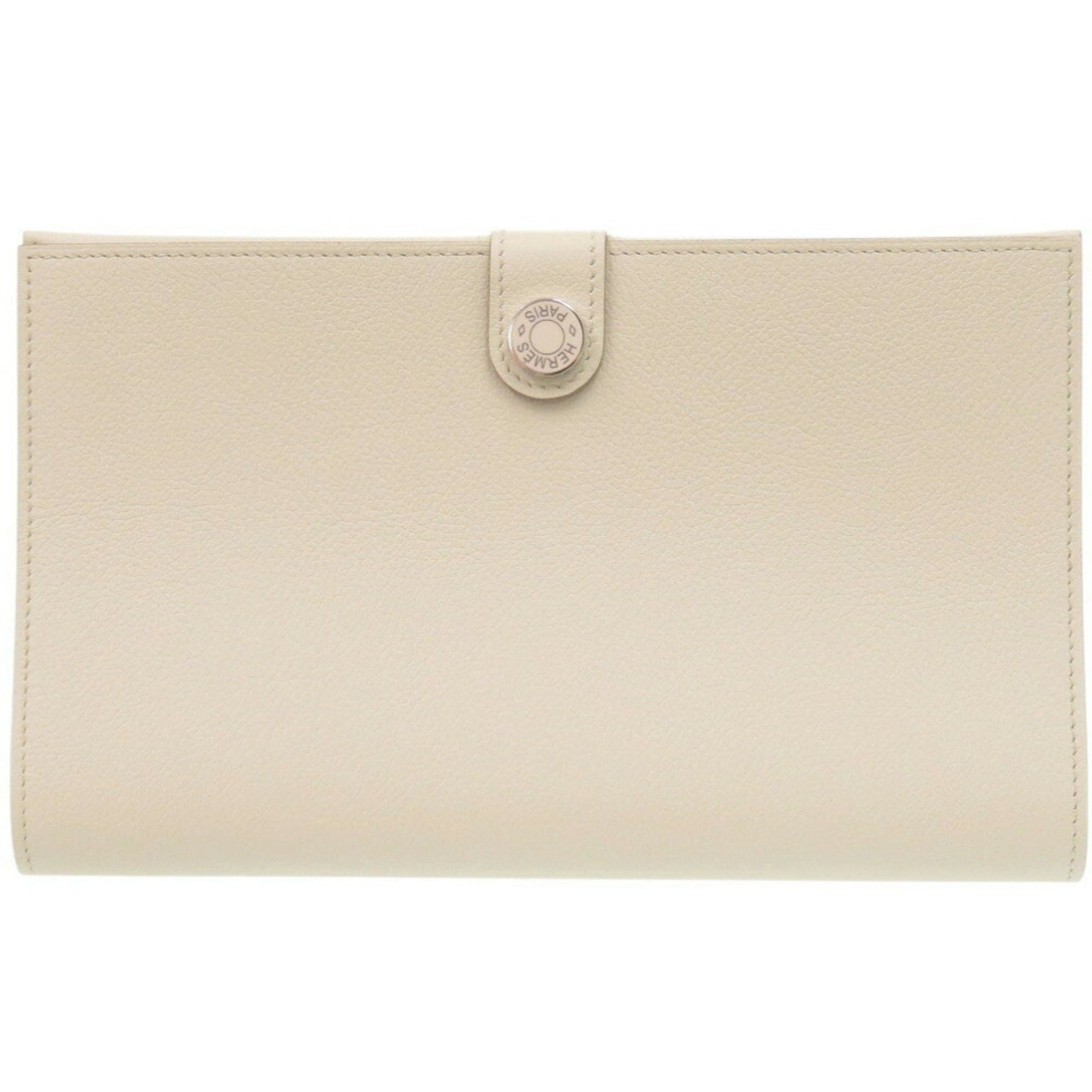 Like new Hermès R.M.S. Tuttenman Evercolor Nata W stamp (2024) long wallet, white, 0486HERMES
