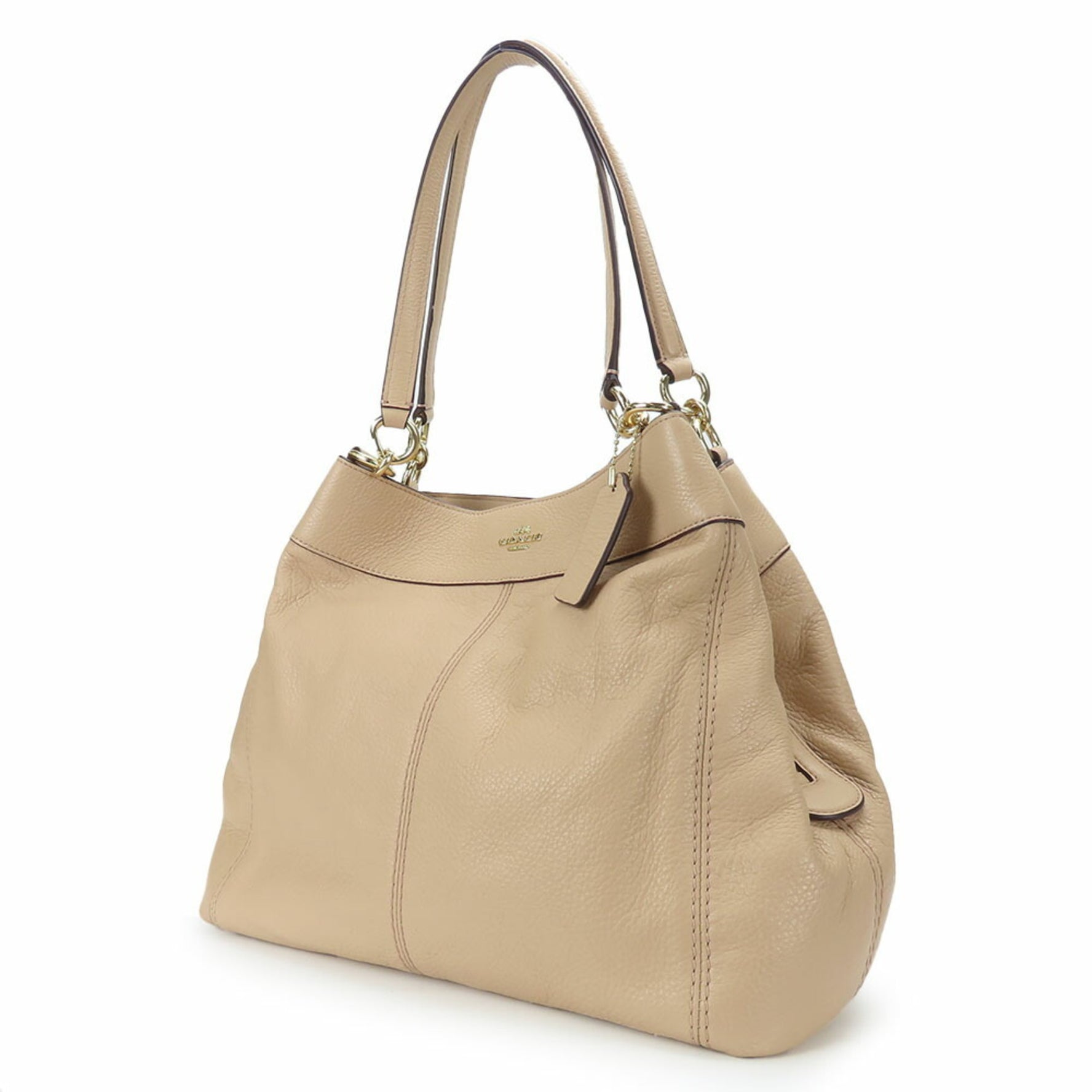 Coach Tote Bag Leather Pink Beige