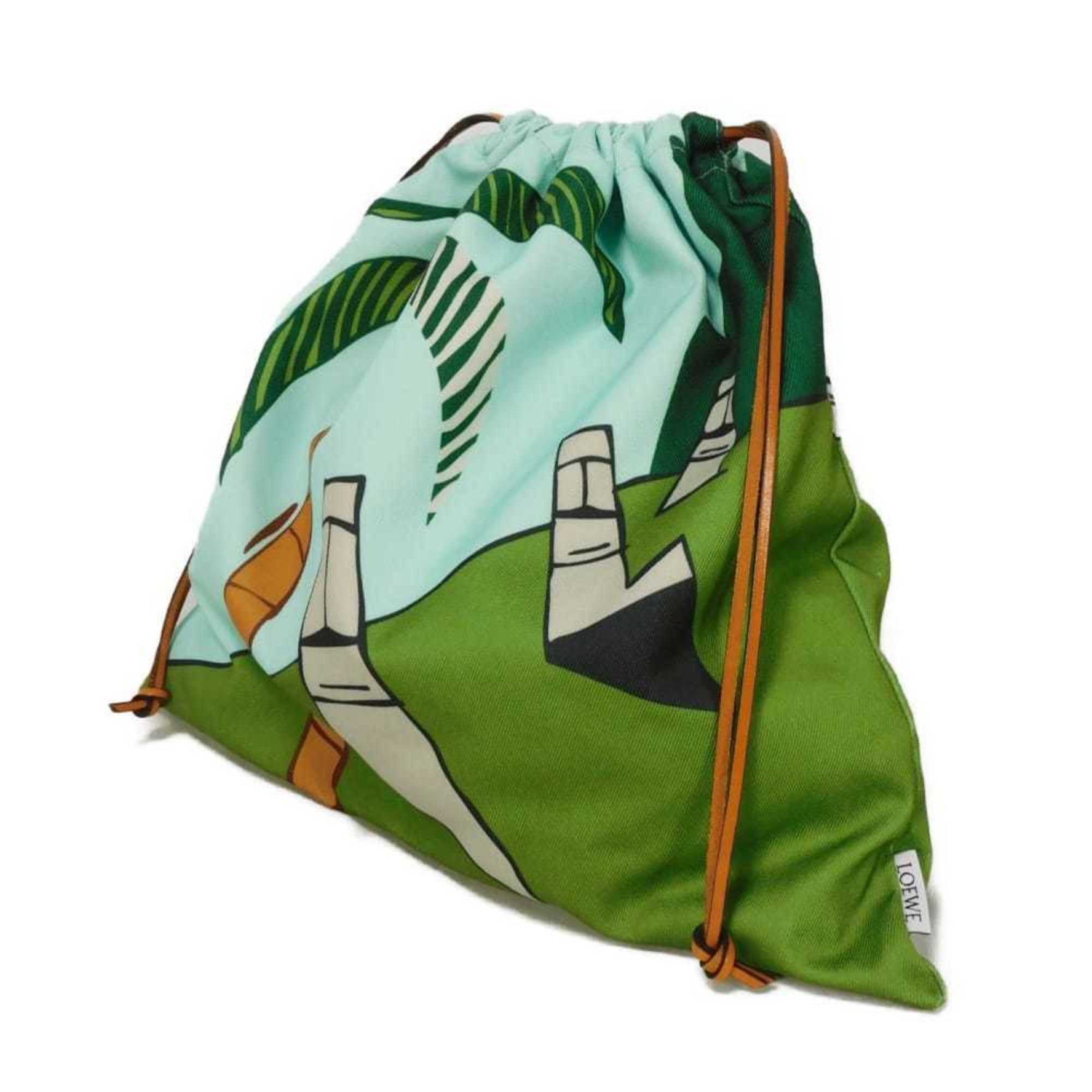 LOEWE Easter Island Drawstring Pouch Handbag in Multicolored Calfskin with Ken Price