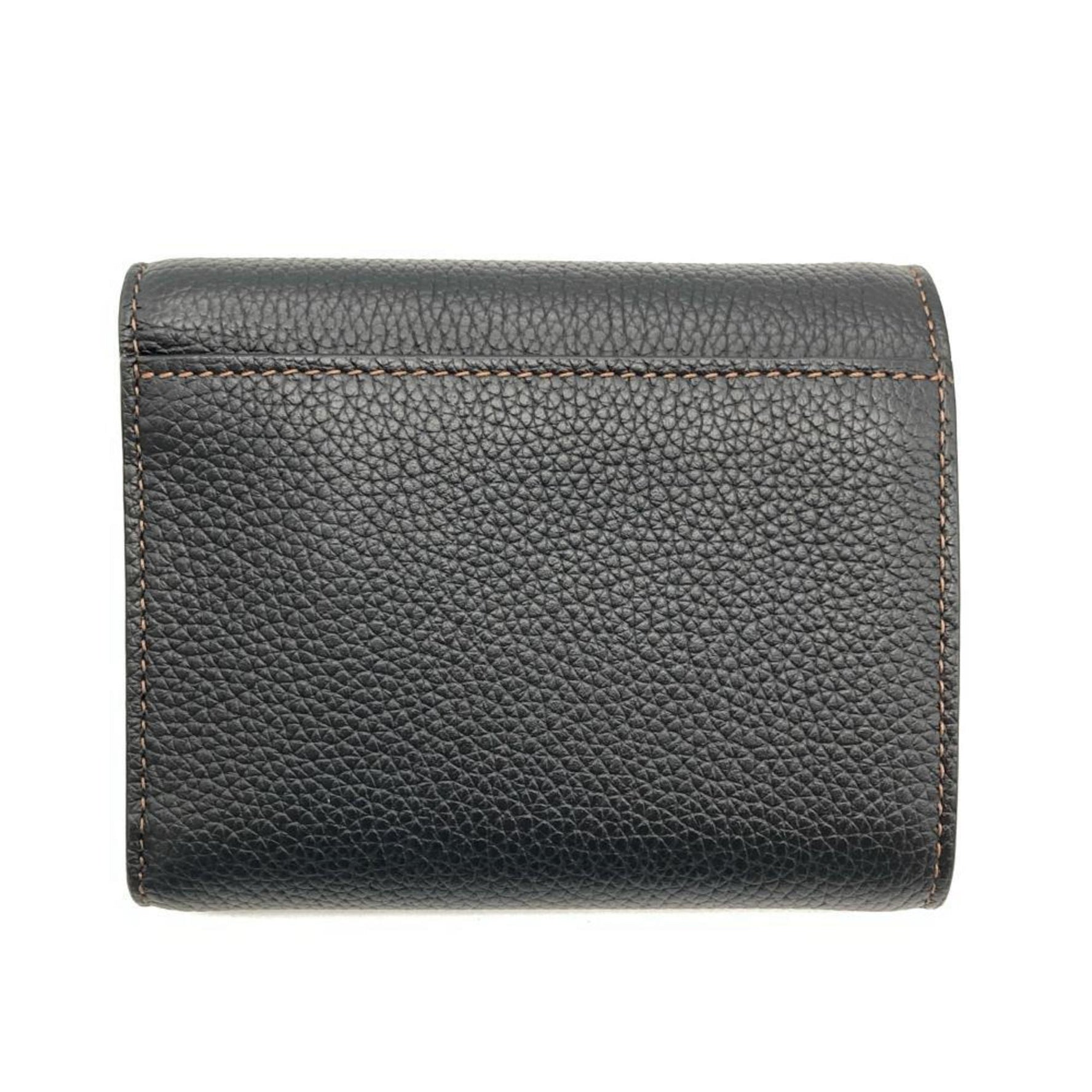 Burberry TB Compact Wallet Tri-fold Leather Black
