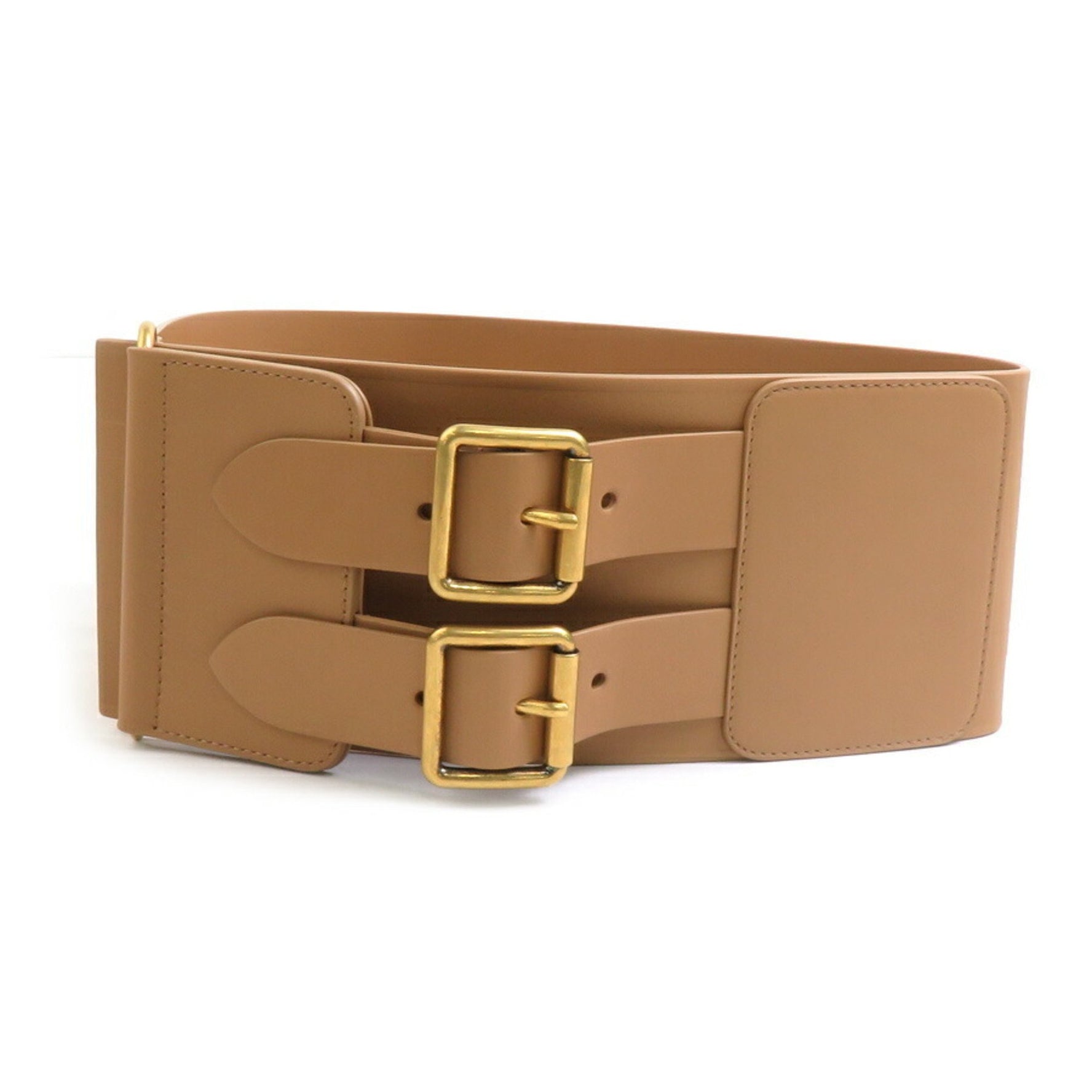 Christian Dior Leather and Metal Belt in Beige Brown Gold