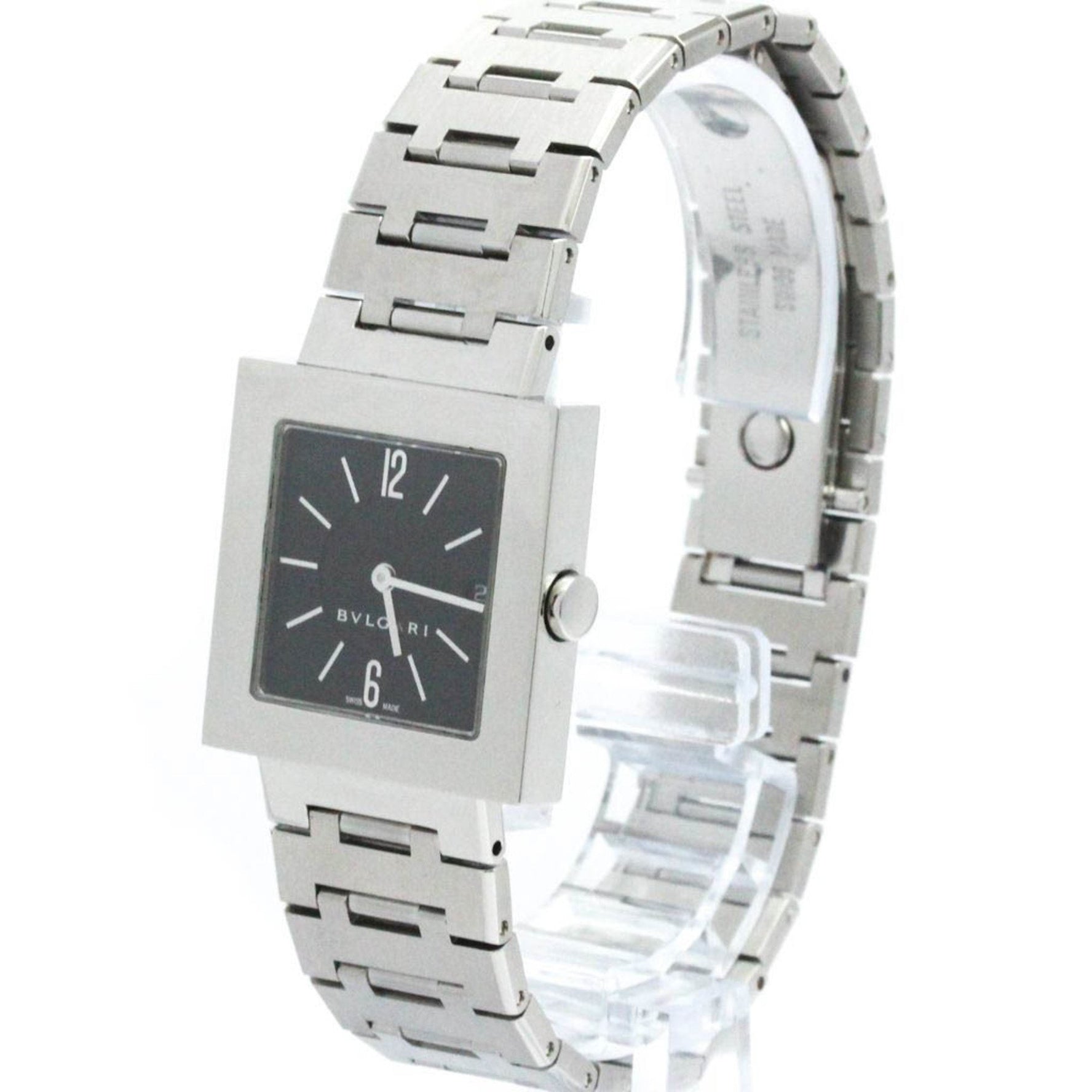 Polished BVLGARI Quadrato Stainless Steel Quartz Ladies Watch