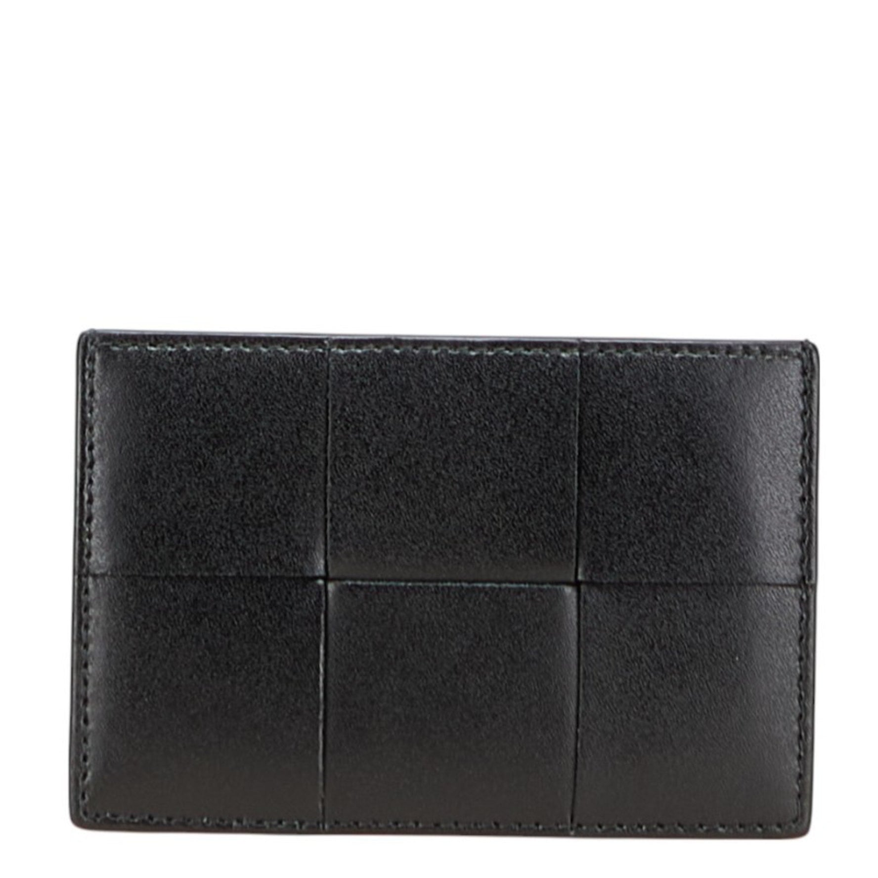 Bottega Veneta Maxi Intrecciato Card Case in Black and Green Leather for Women