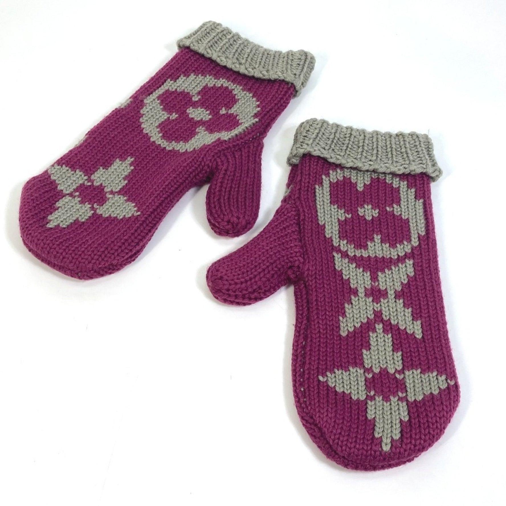 LOUIS VUITTON M72766 Monogram Knit Mittens, Maufort Grand Floor, Women's Wool Gloves, Cassis