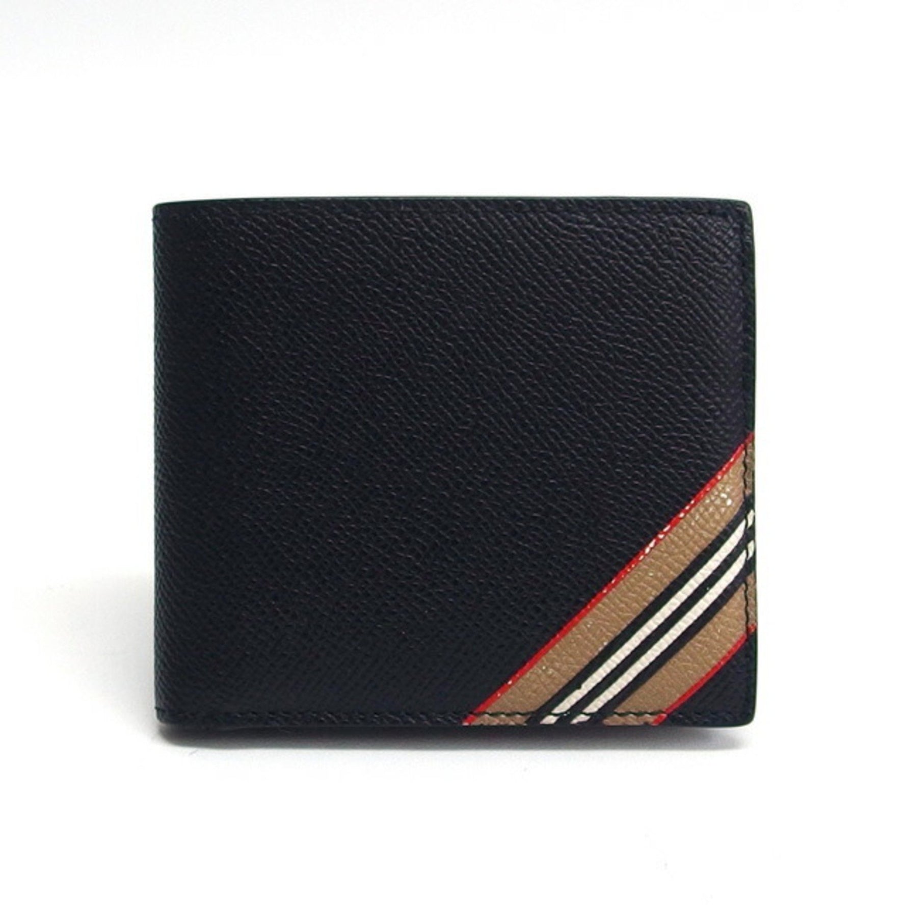 Burberry striped bi-fold compact wallet in black