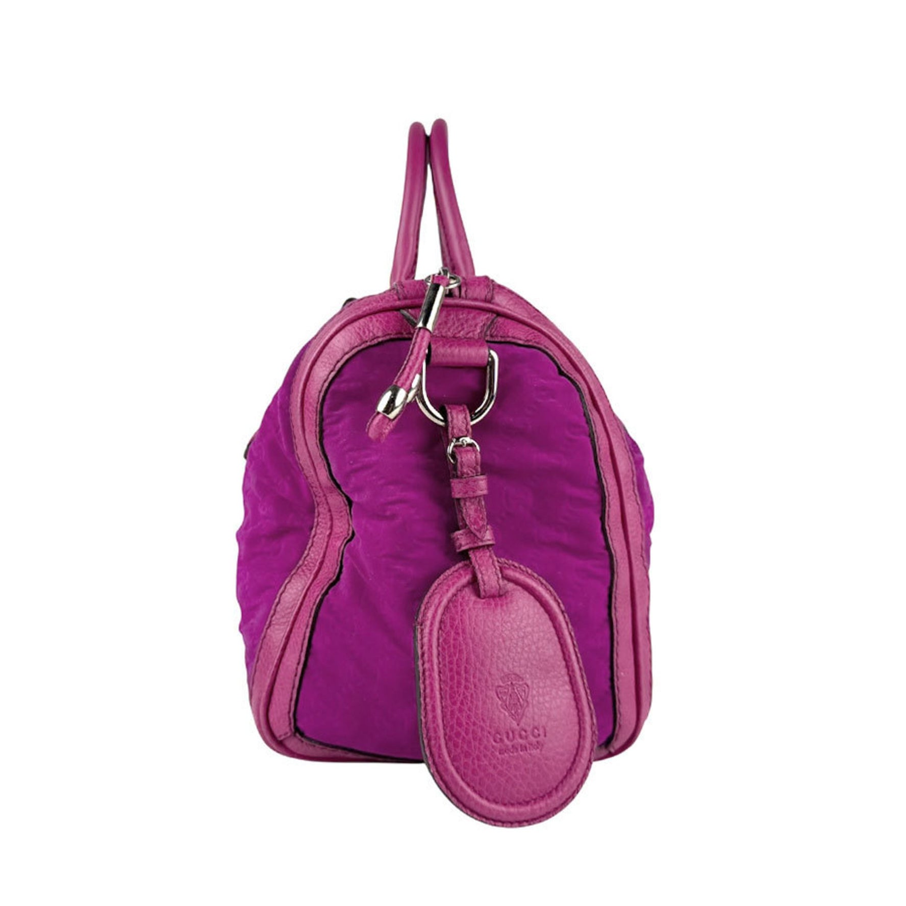 Gucci GG neoprene nylon canvas and leather handbag in purple, pink, silver