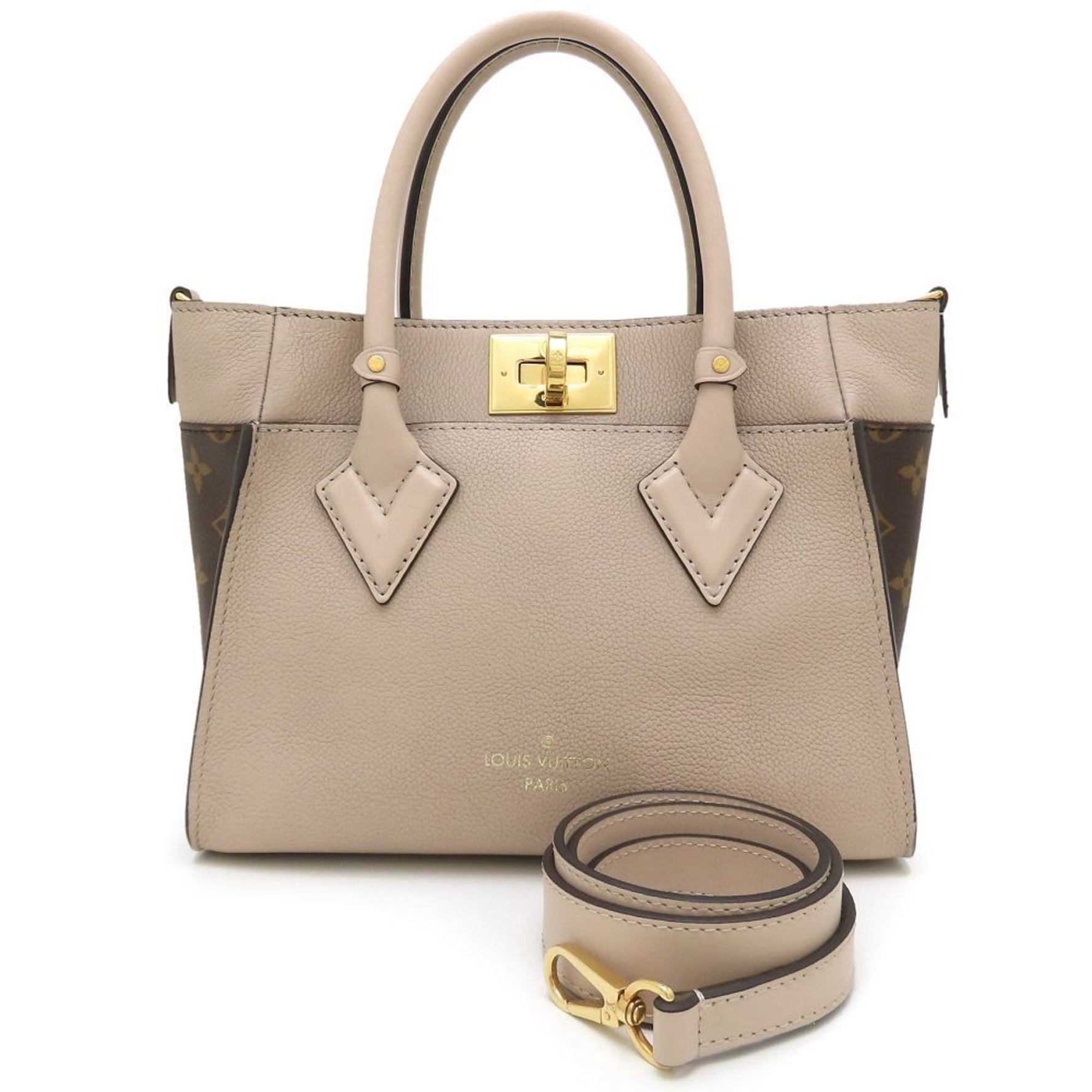 Louis Vuitton Monogram On My Side PM Handbag Greige Brown