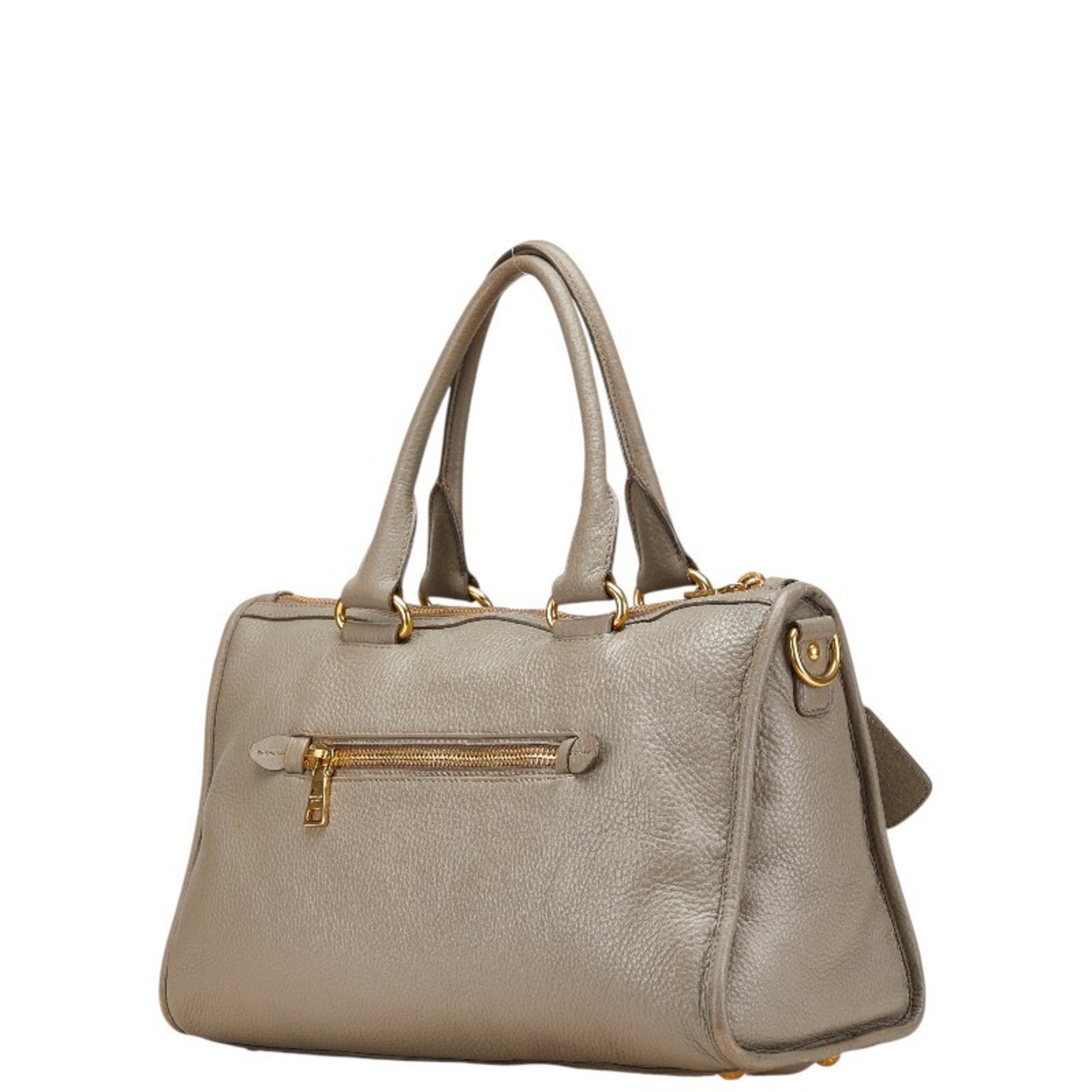 Prada 2-way handbag/shoulder bag in gray leather for women.