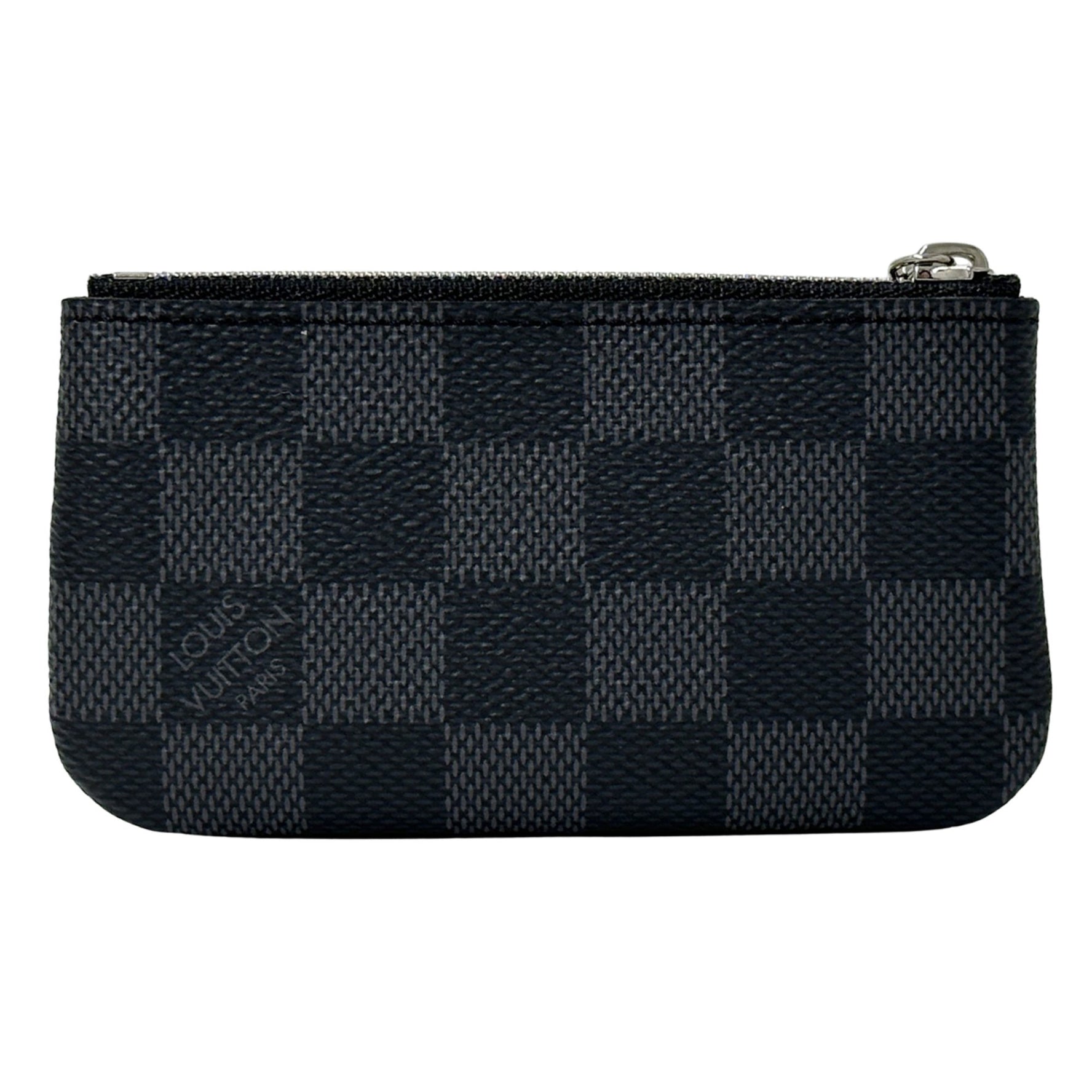 Louis Vuitton Damier Graphite Canvas Pochette Cle (Black/Grey) Mini Compact with Charm