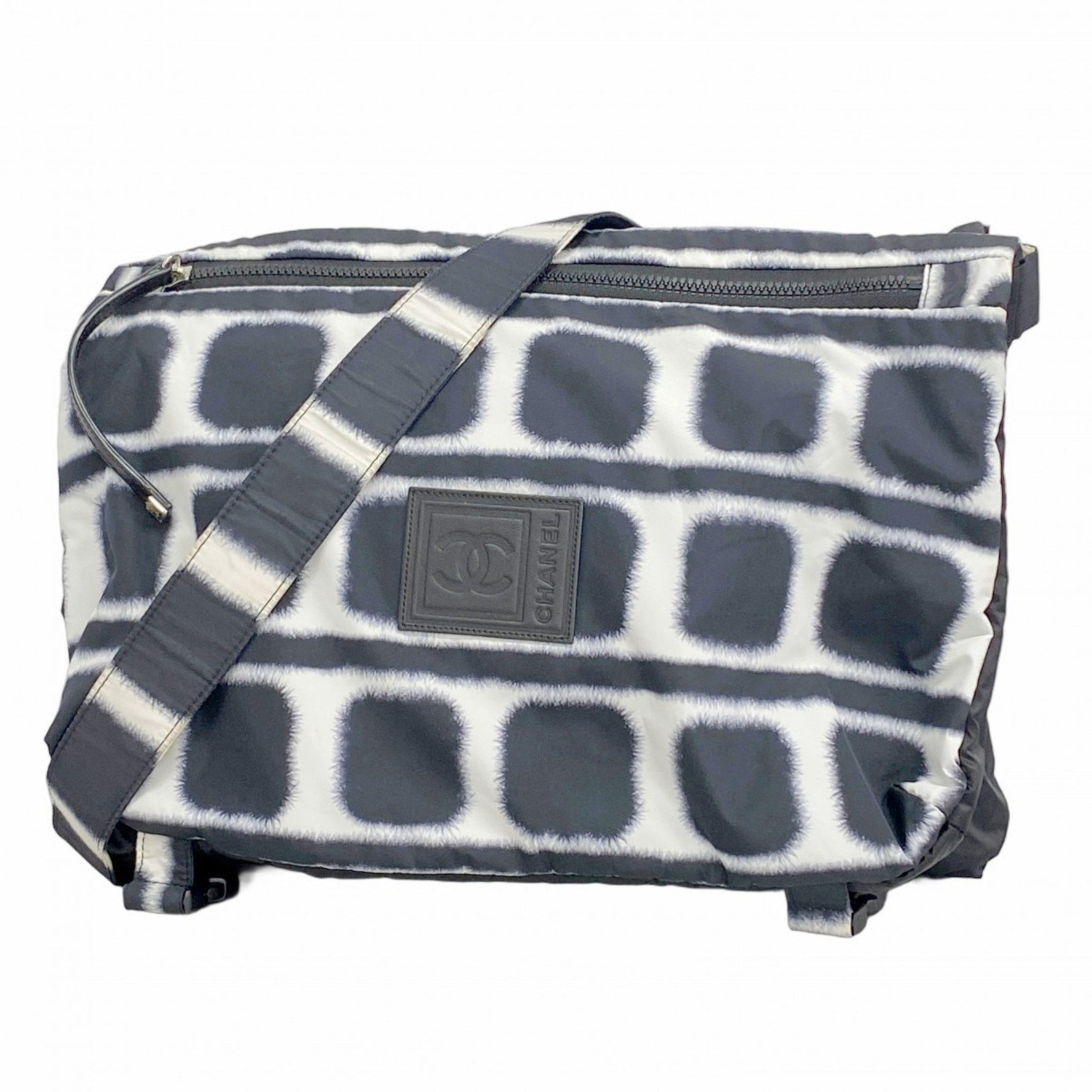 Chanel Sport Nylon Shoulder Bag, Black and White, Women's