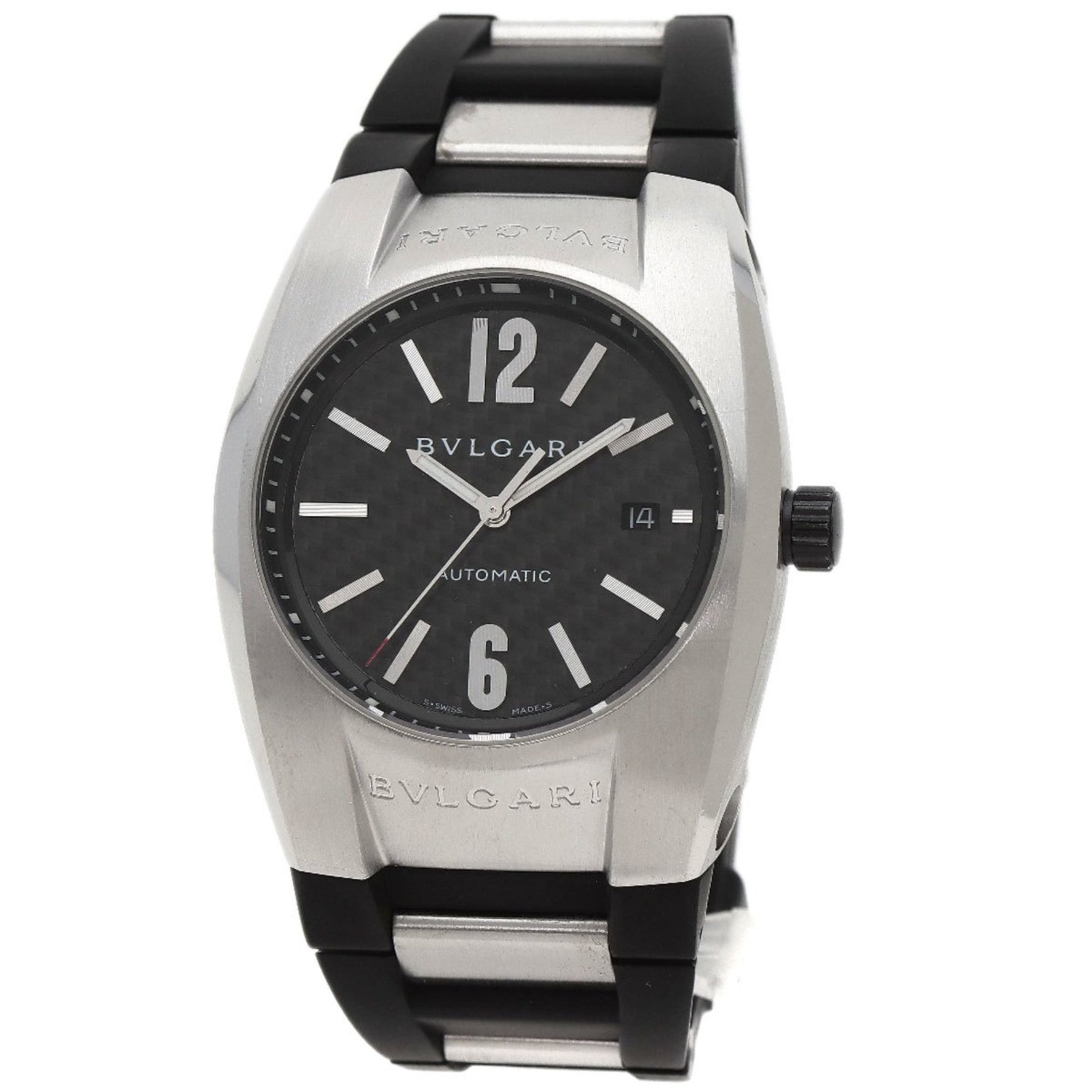 Bvlgari EG40 Ergon Carbon Watch Stainless Steel Rubber Men's
