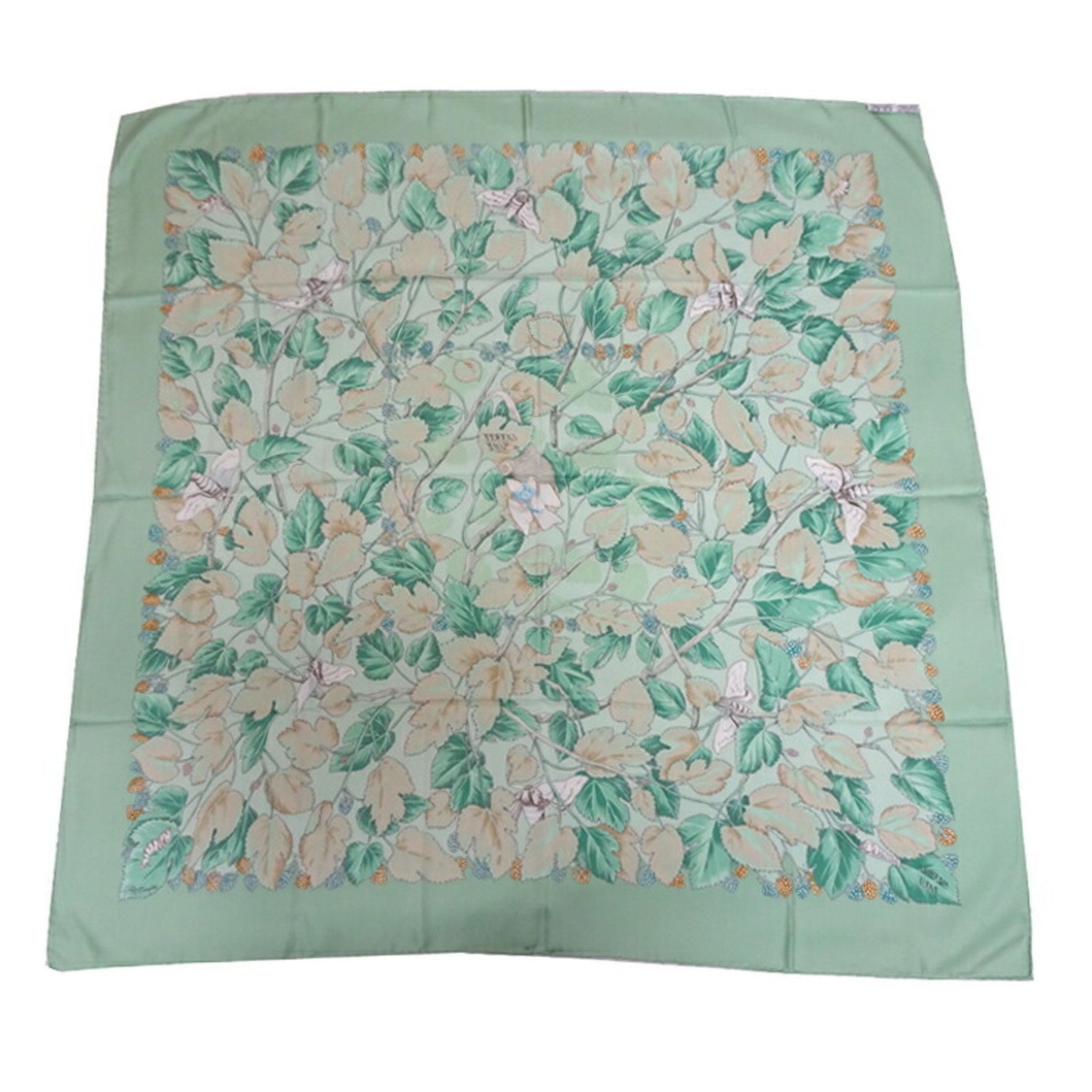 Hermes Carré 90 l'ARBRE de SOiE Silk Tree Mulberry and Silkworms Women's Men's Scarf Muffler Light Green