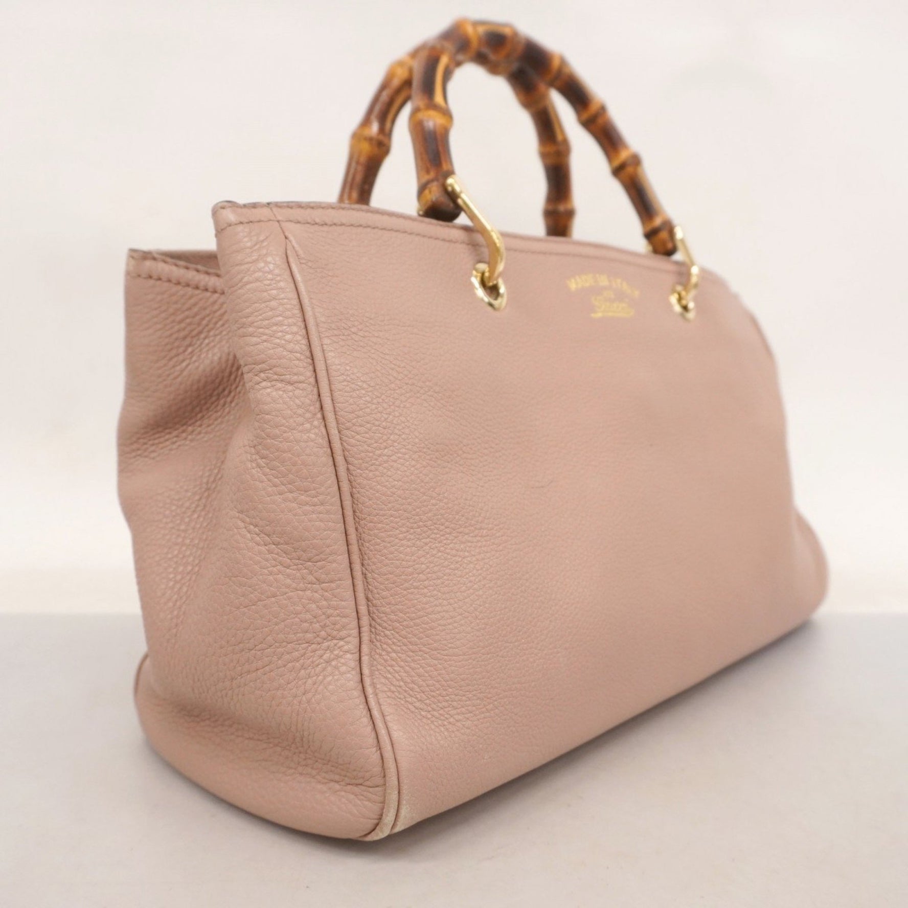 Gucci Bamboo Handbag Leather Champagne