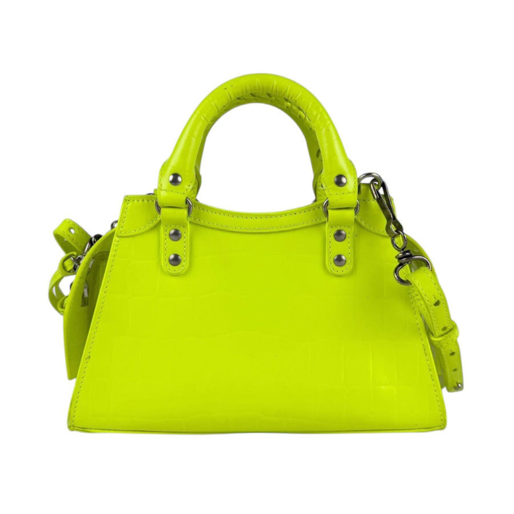 Balenciaga Neo Classic City Mini Handbag/Shoulder Bag in Embossed Leather, Neon Green/Yellow, Women's, z6628