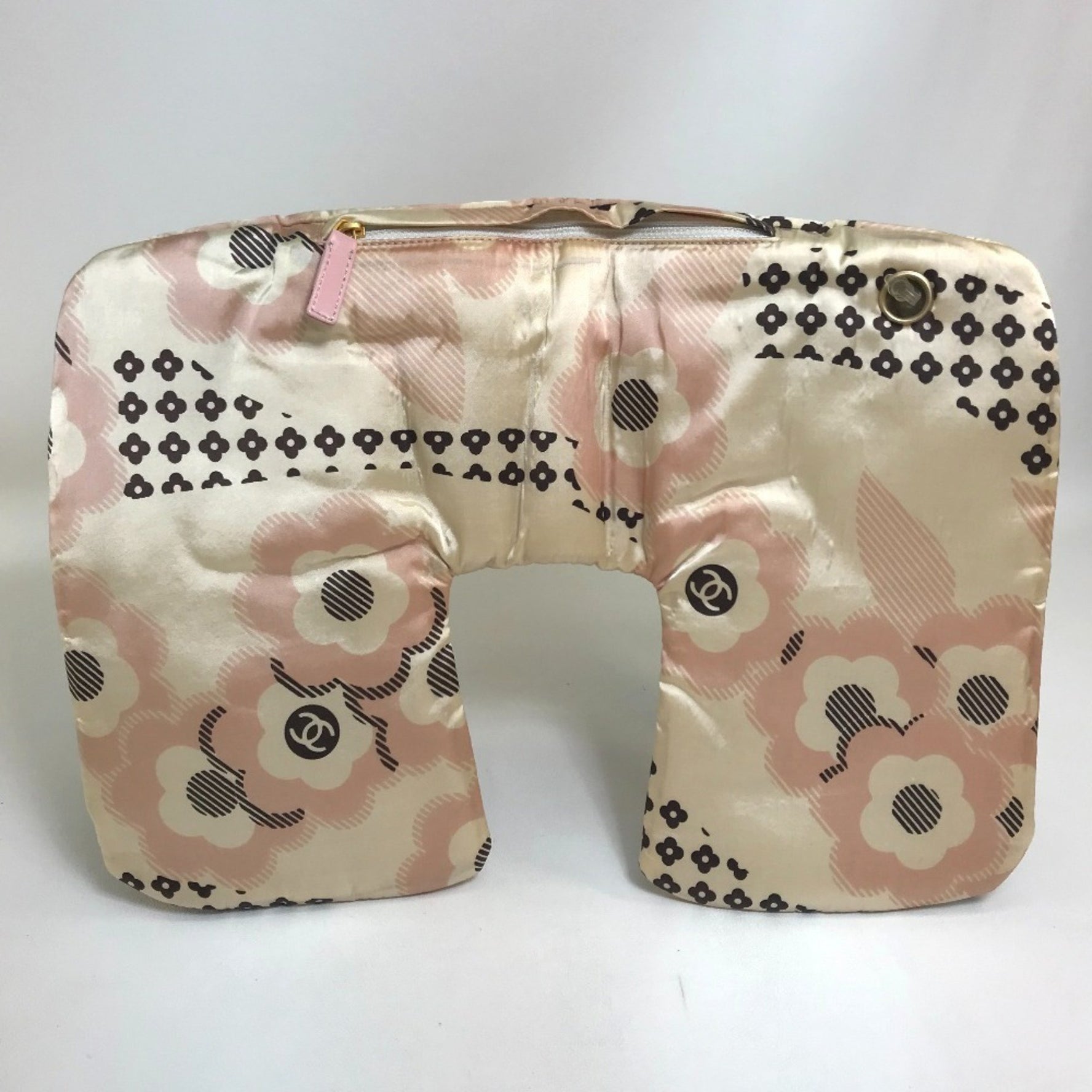 CHANEL Camellia Eye Mask, Pouch, and Pillow Set, Travel Case, Nylon