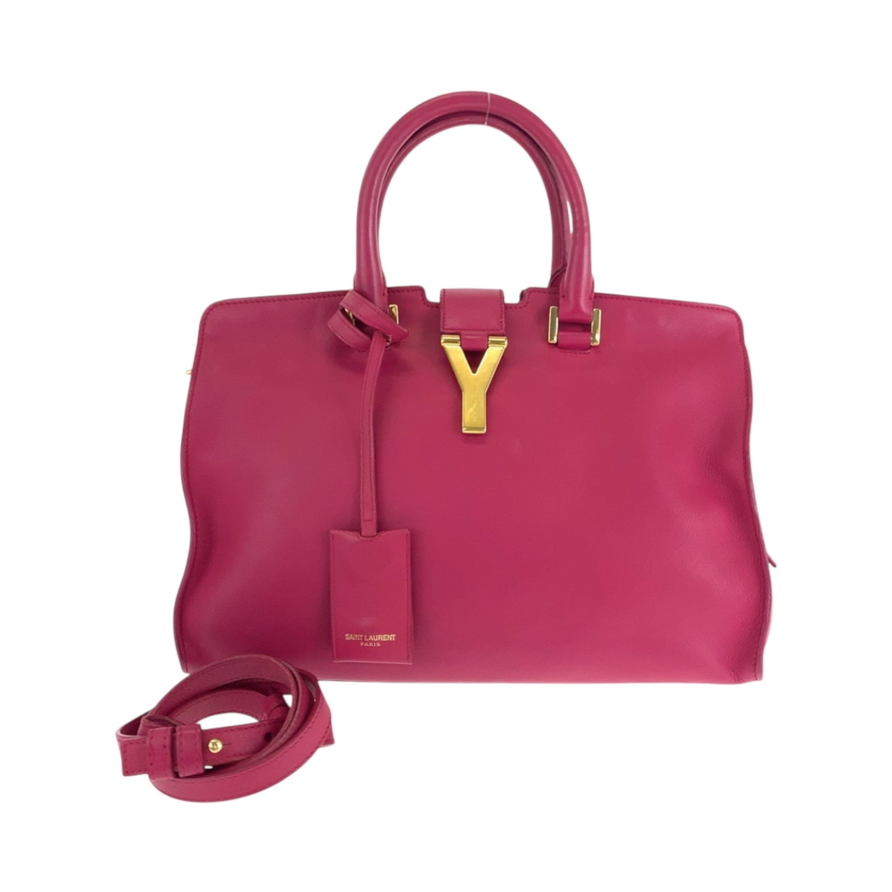 Yves Saint Laurent SAINT LAURENT PARIS Saint Laurent Paris Petit Cabas Y-line Fuchsia Pink Gold hardware Leather BJ50J 5514 Shoulder bag Handbag Women's