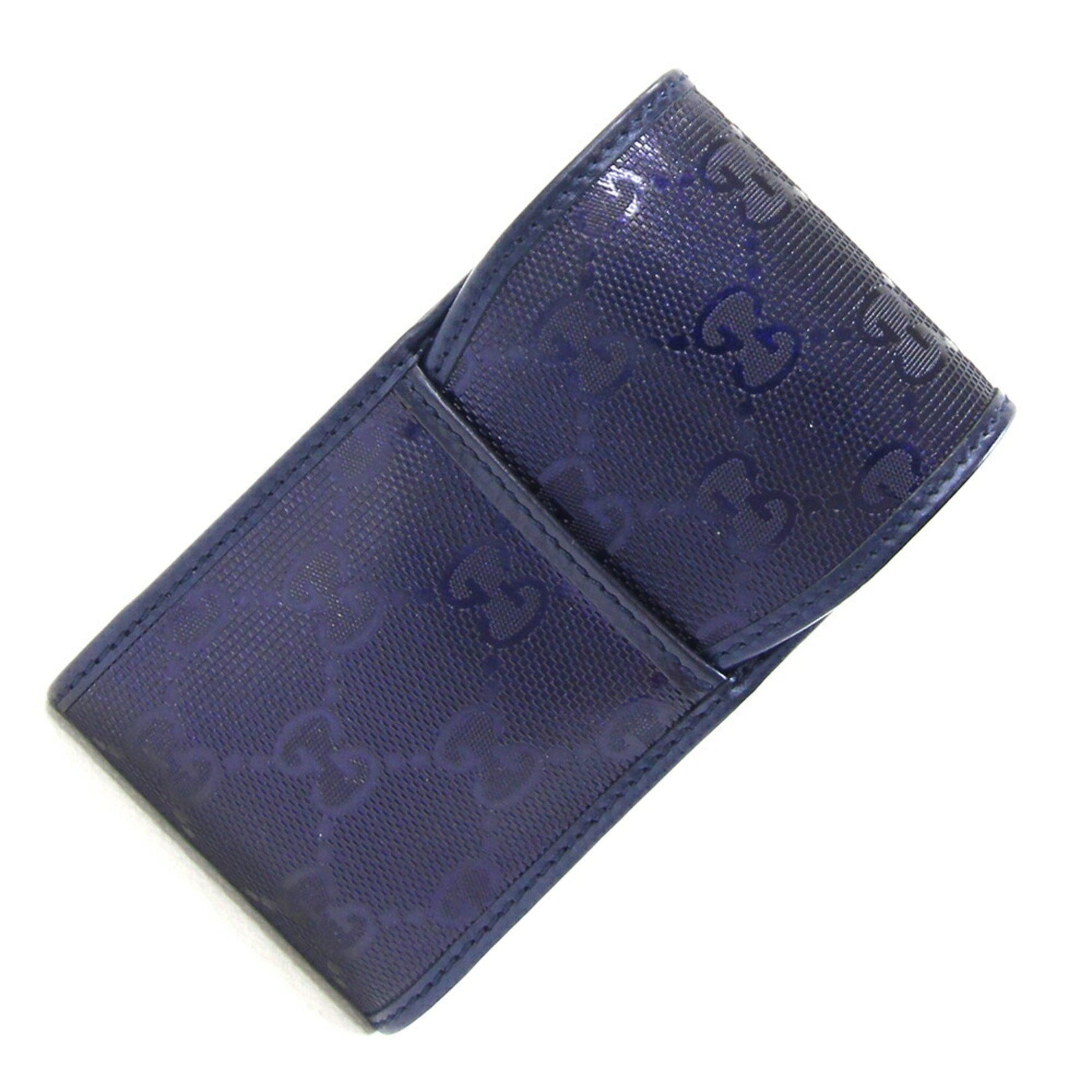 Gucci Cigarette Case GG Imprime Navy PVC Leather Tobacco Pouch