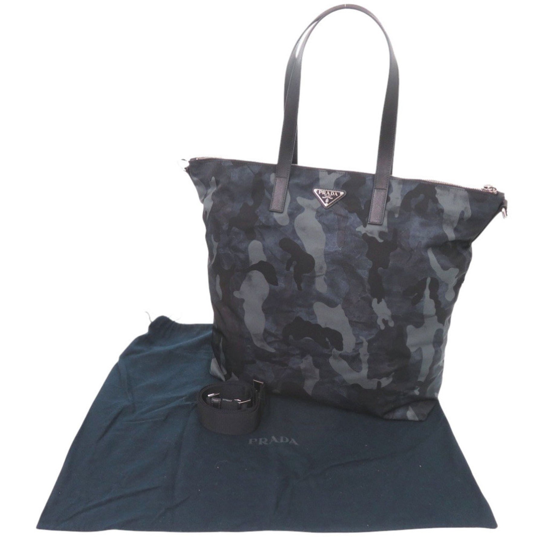 Prada Camouflage Nylon Navy Tote Bag