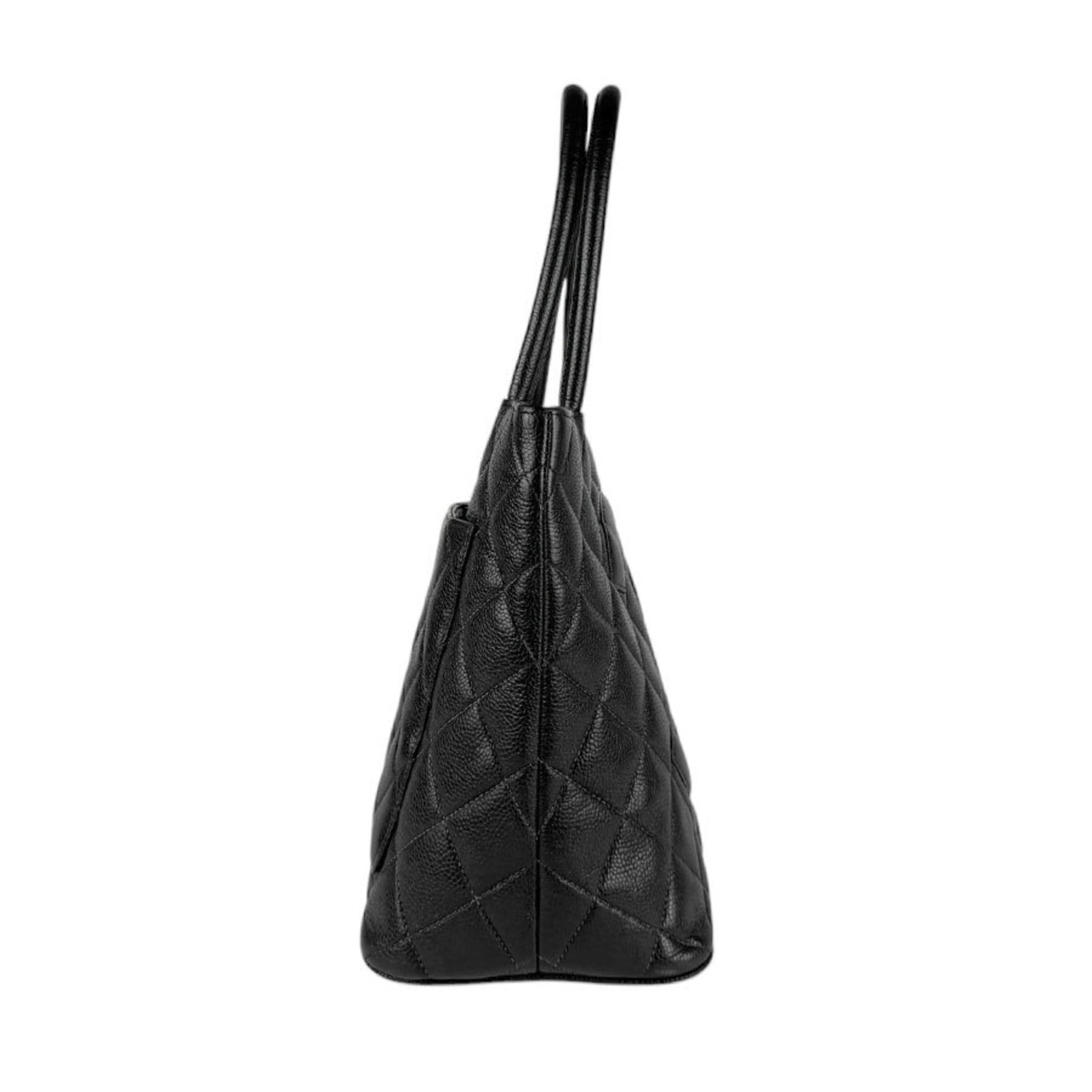 Chanel CHANEL Handbag Reproduction Tote Bag in Caviar Leather, Black and Silver, Women's, Z4031