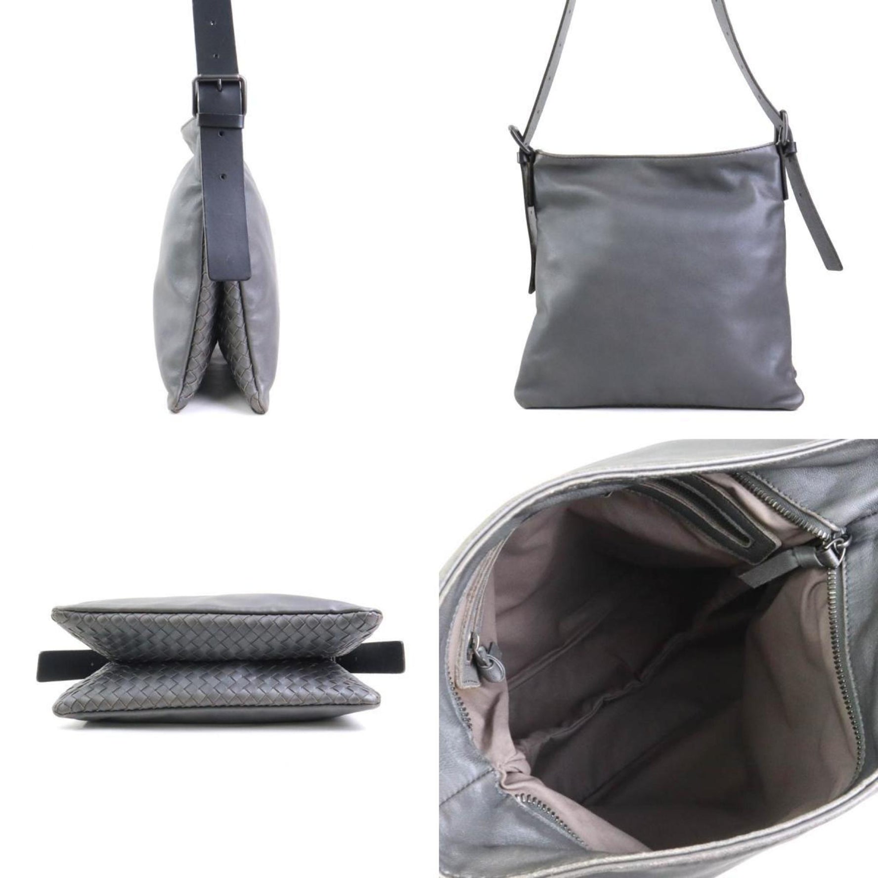 Bottega Veneta shoulder bag in grey and black leather, suitable for both men women, 56285g
