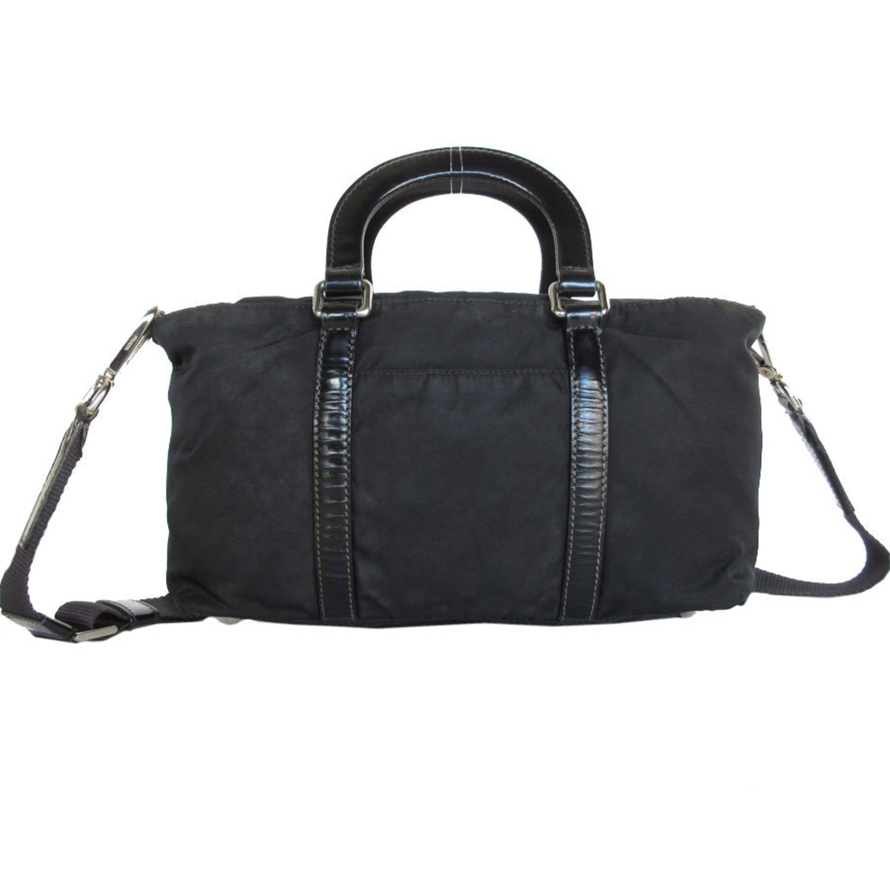 PRADA handbag shoulder bag nylon black silver ladies s0533k
