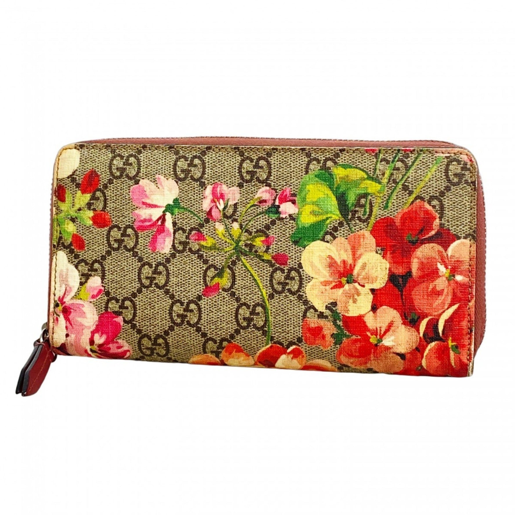 Gucci GG Blooms Long Wallet Brown Pink Women's