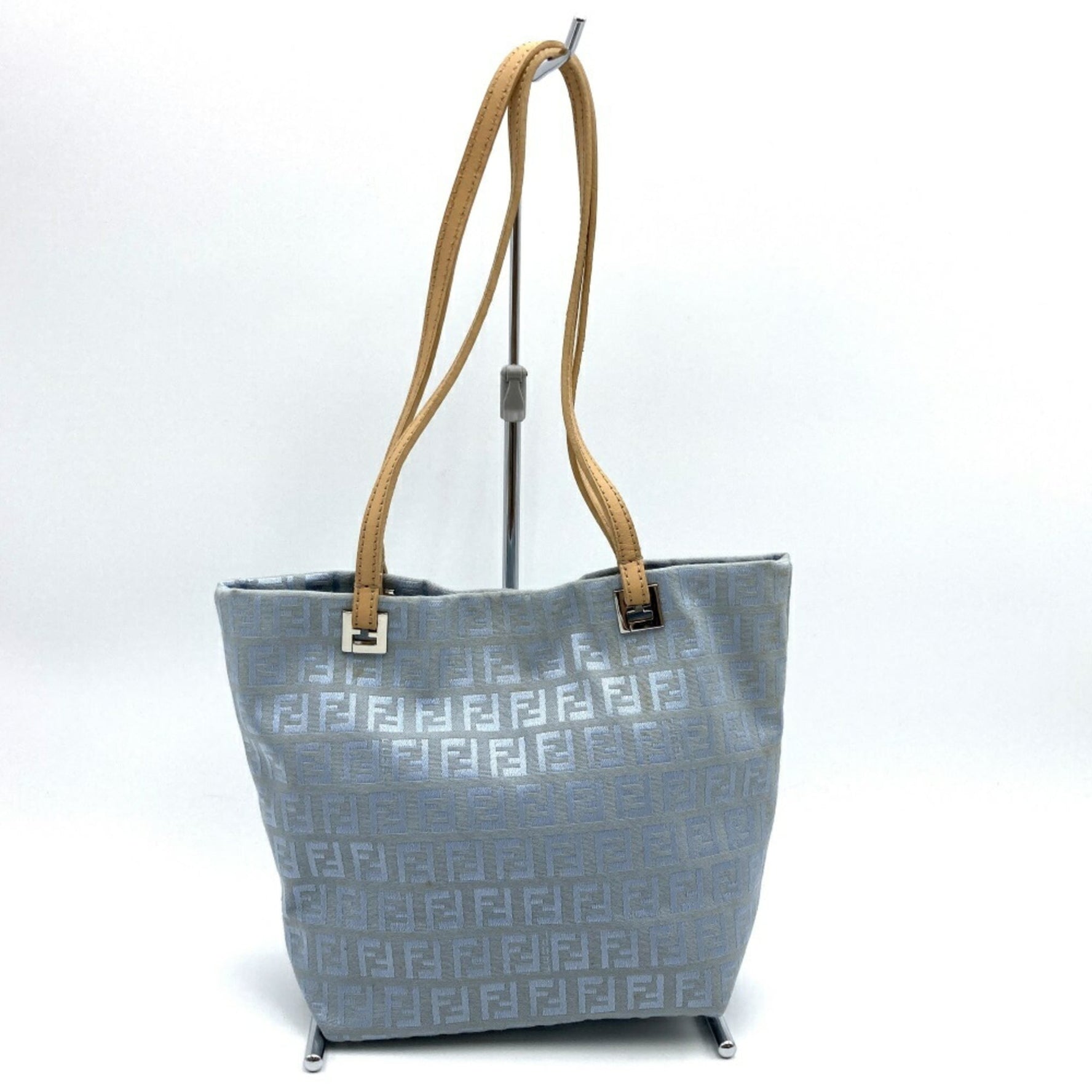 FENDI Zucchino Canvas Handbag in Light Blue