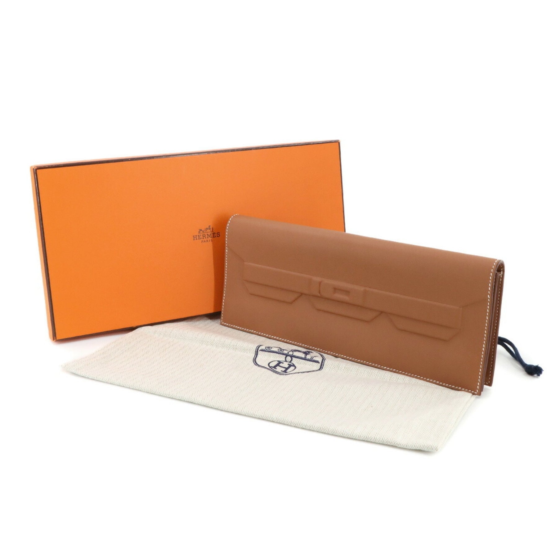 Hermes Hermès Pochette Birkin Shadow Swift Gold Clutch Bag with B Stamp