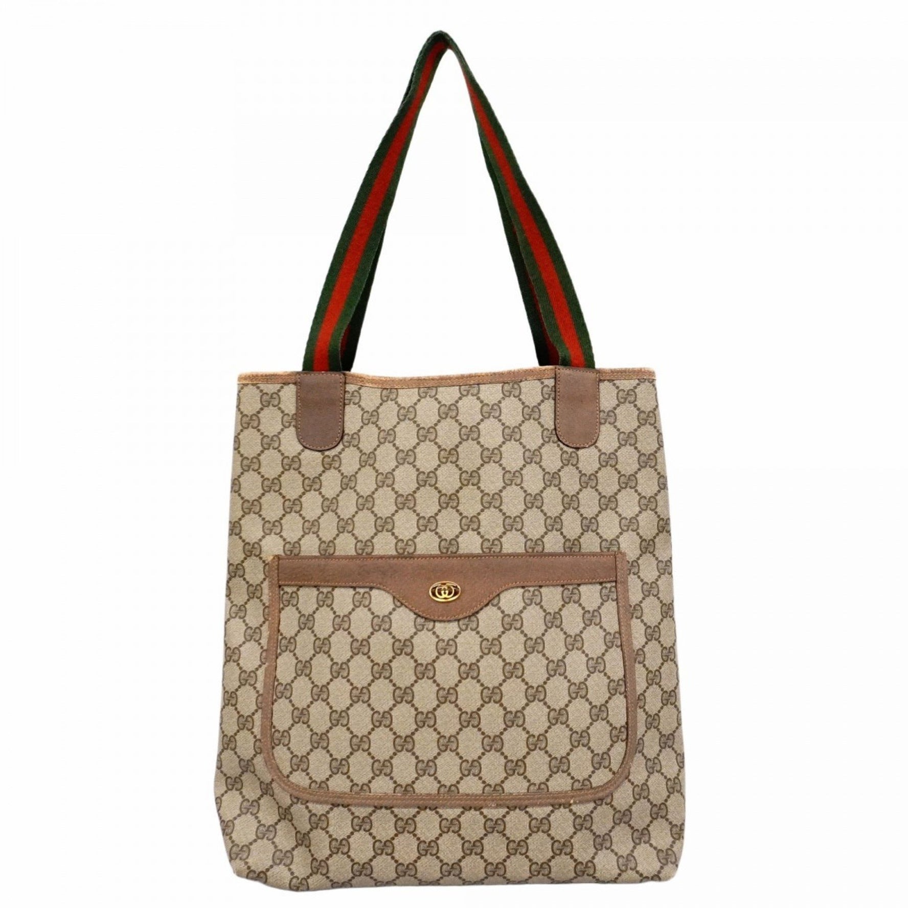 Gucci GG Supreme Sherry Line Tote Bag, Size 39 02 003, Beige/Brown, Women's, P1106749