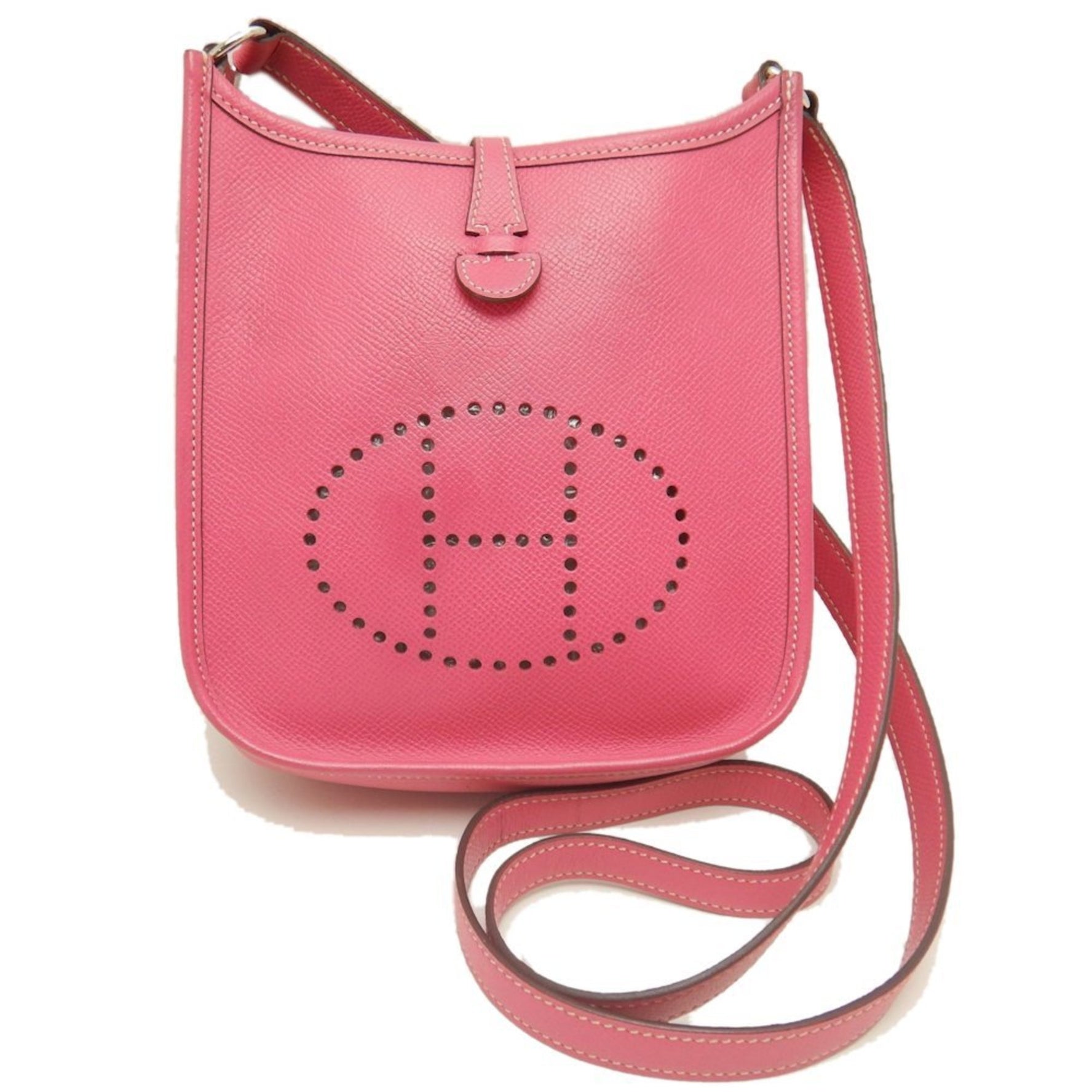 HERMES Evelyn TPM Shoulder Bag in Epsom Leather and Rose Tyrien