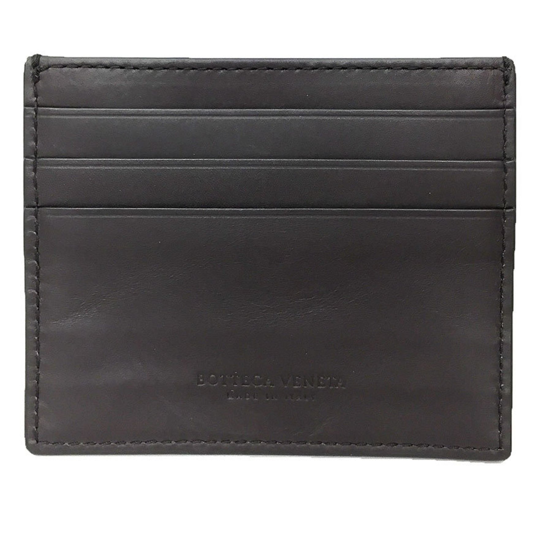 BOTTEGA VENETA Business Card Holder Case Dark Brown Leather Bottega Wallet