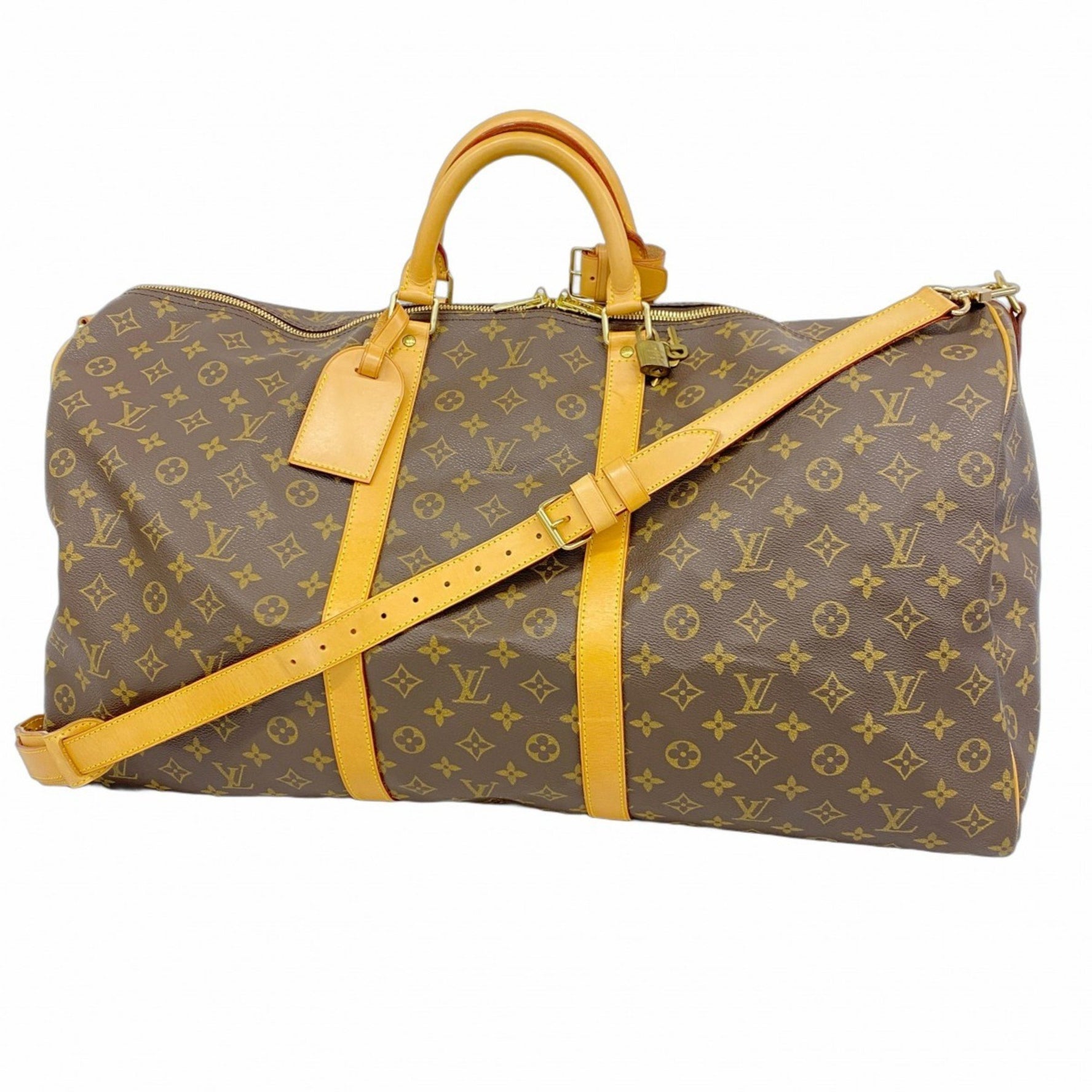 Louis Vuitton Monogram Keepall Bandouliere 60 Boston Bag M41412 Brown Men's and Women's