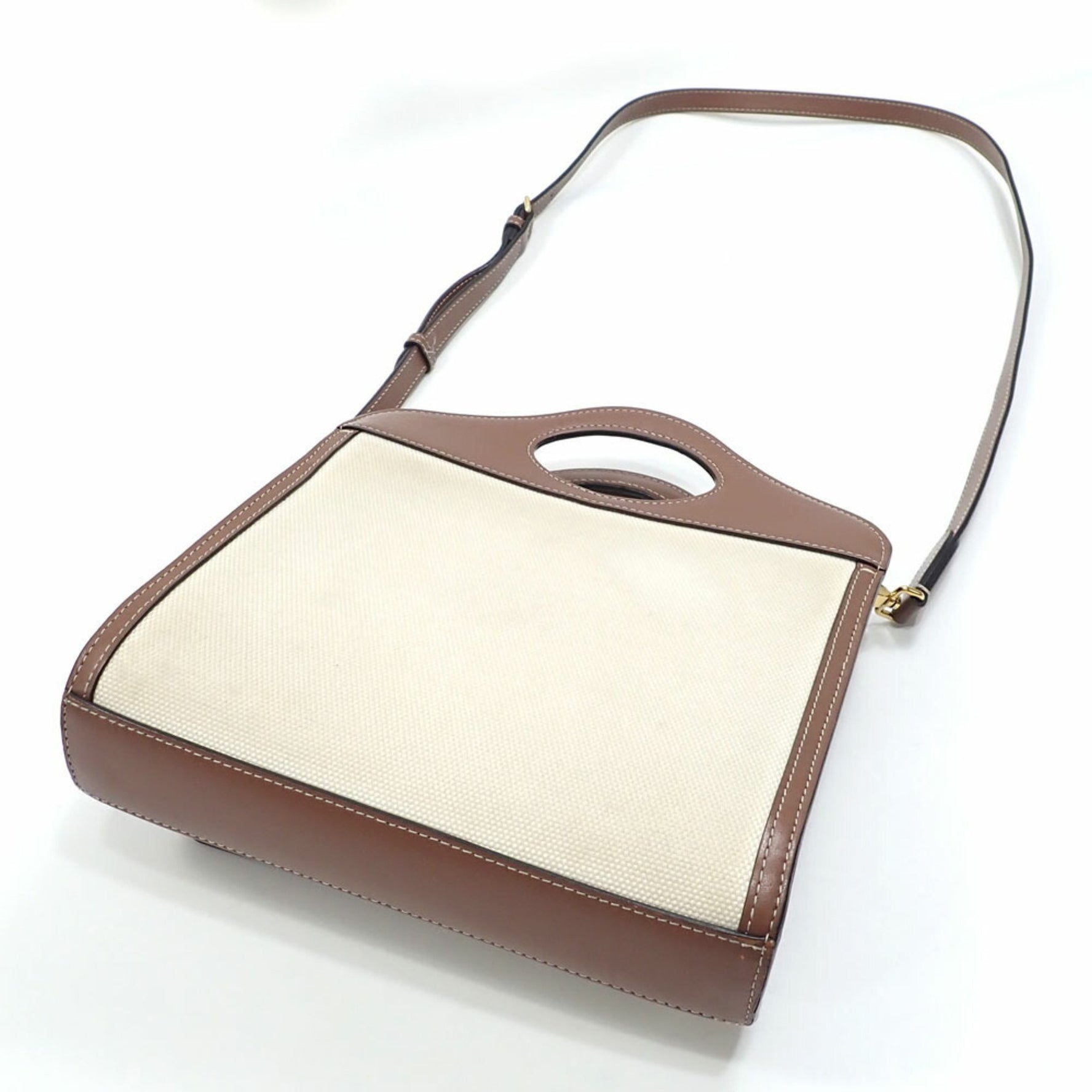Burberry handbag for women in brown, ivory, canvas and leather shoulder bag A219630