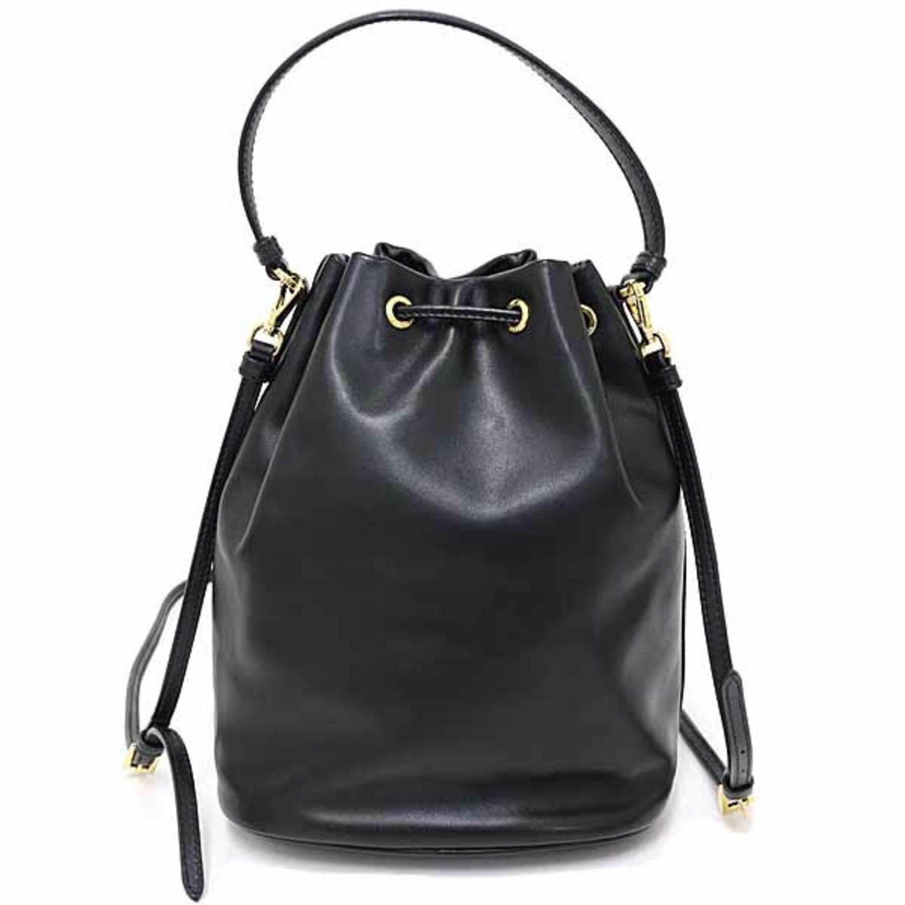 Prada Duet Bucket Bag Shoulder in Soft Calfskin and Saffiano Leather, Nero Black
