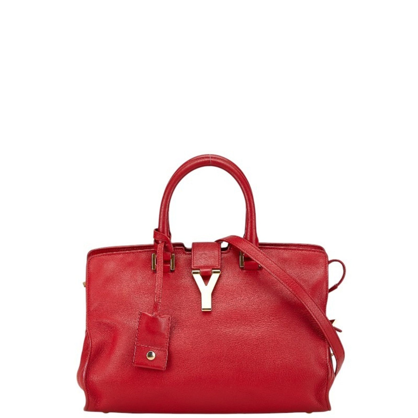Saint Laurent Y-Line Petit Cabas Handbag Shoulder Bag Red Leather Women's SAINT LAURENT
